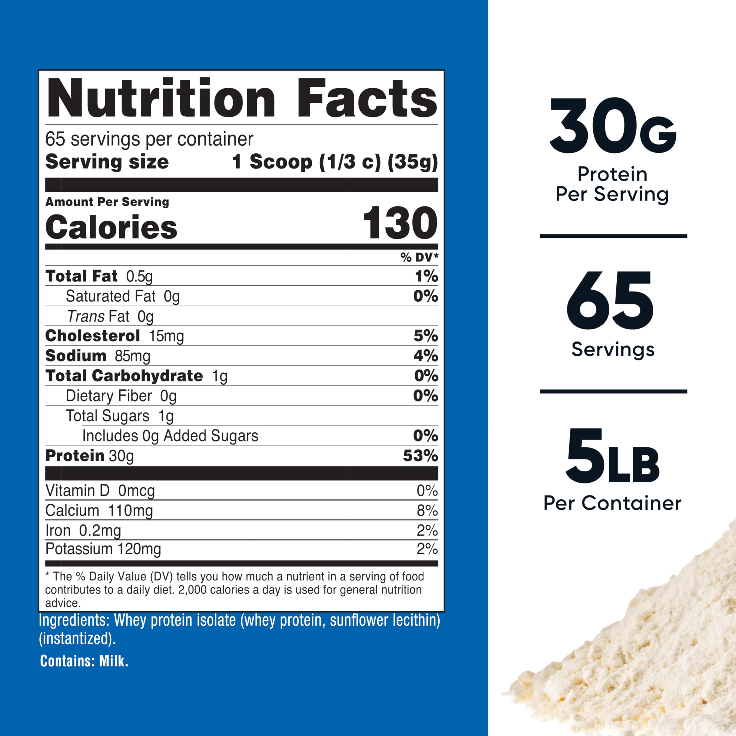 Nutricost Whey Protein Isolate scoop included for precise 30 g servings