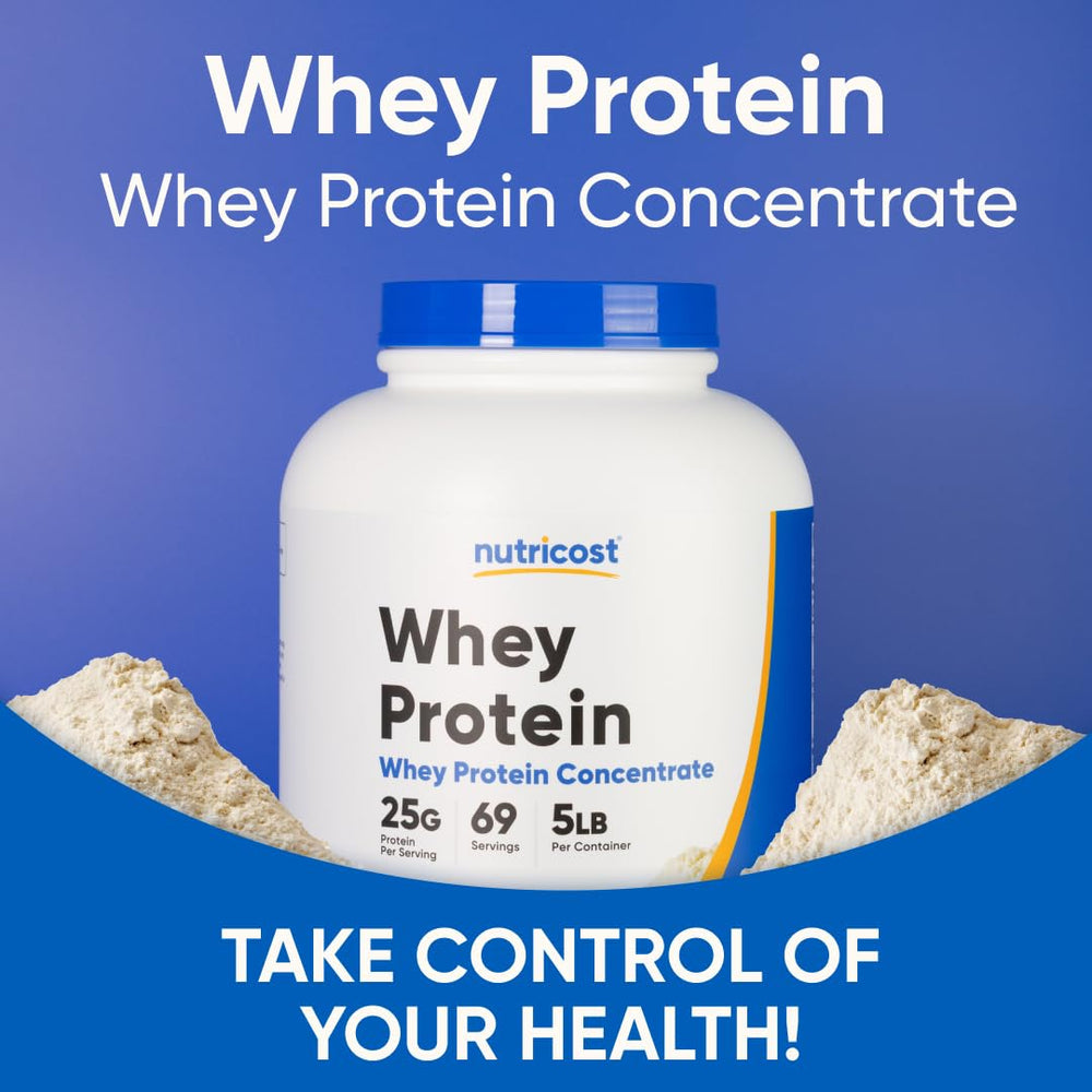 Nutricost Whey Protein Powder in bowl for smoothie or baking versatility.