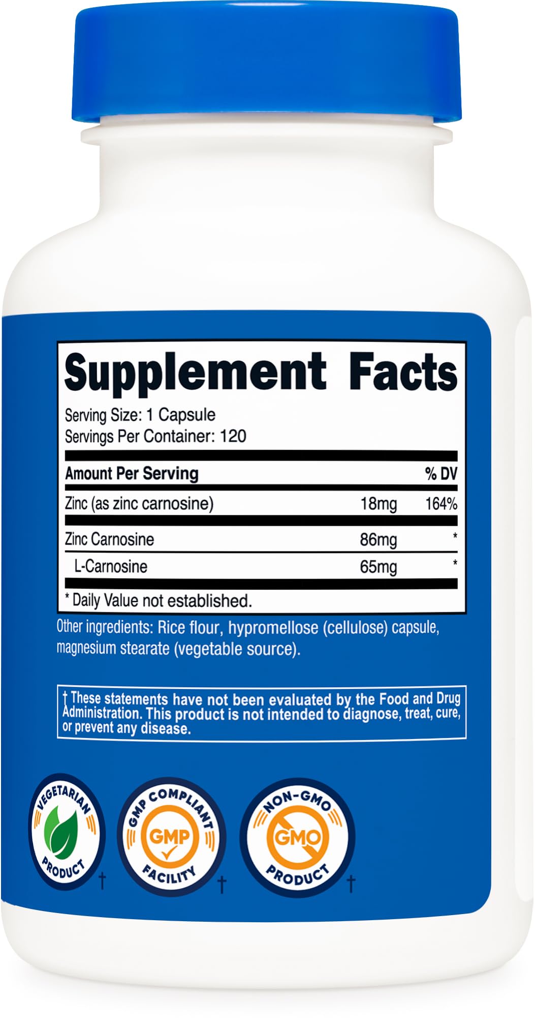 Nutricost zinc carnosine made in USA facility for quality control