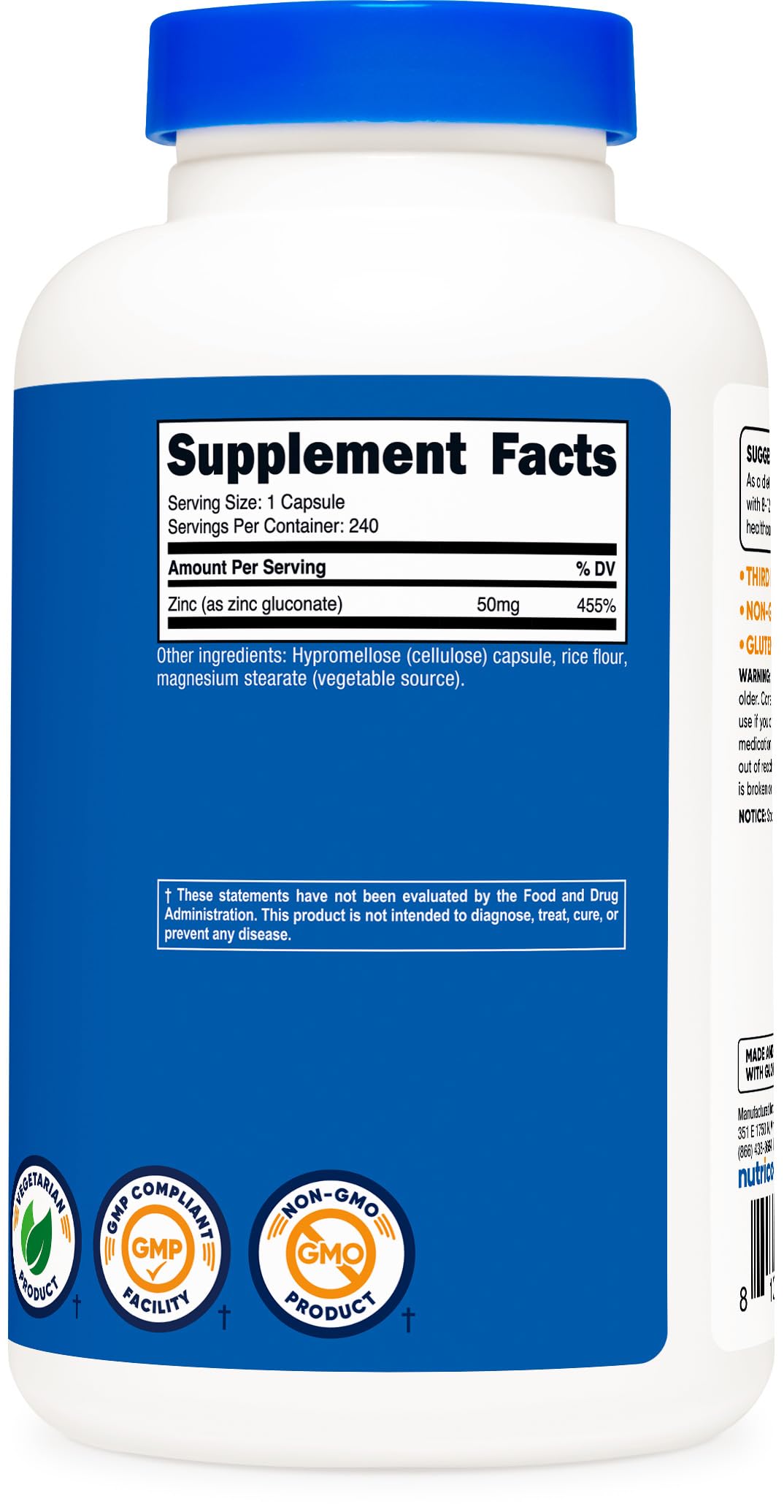 FDA-registered facility seal on Nutricost packaging.