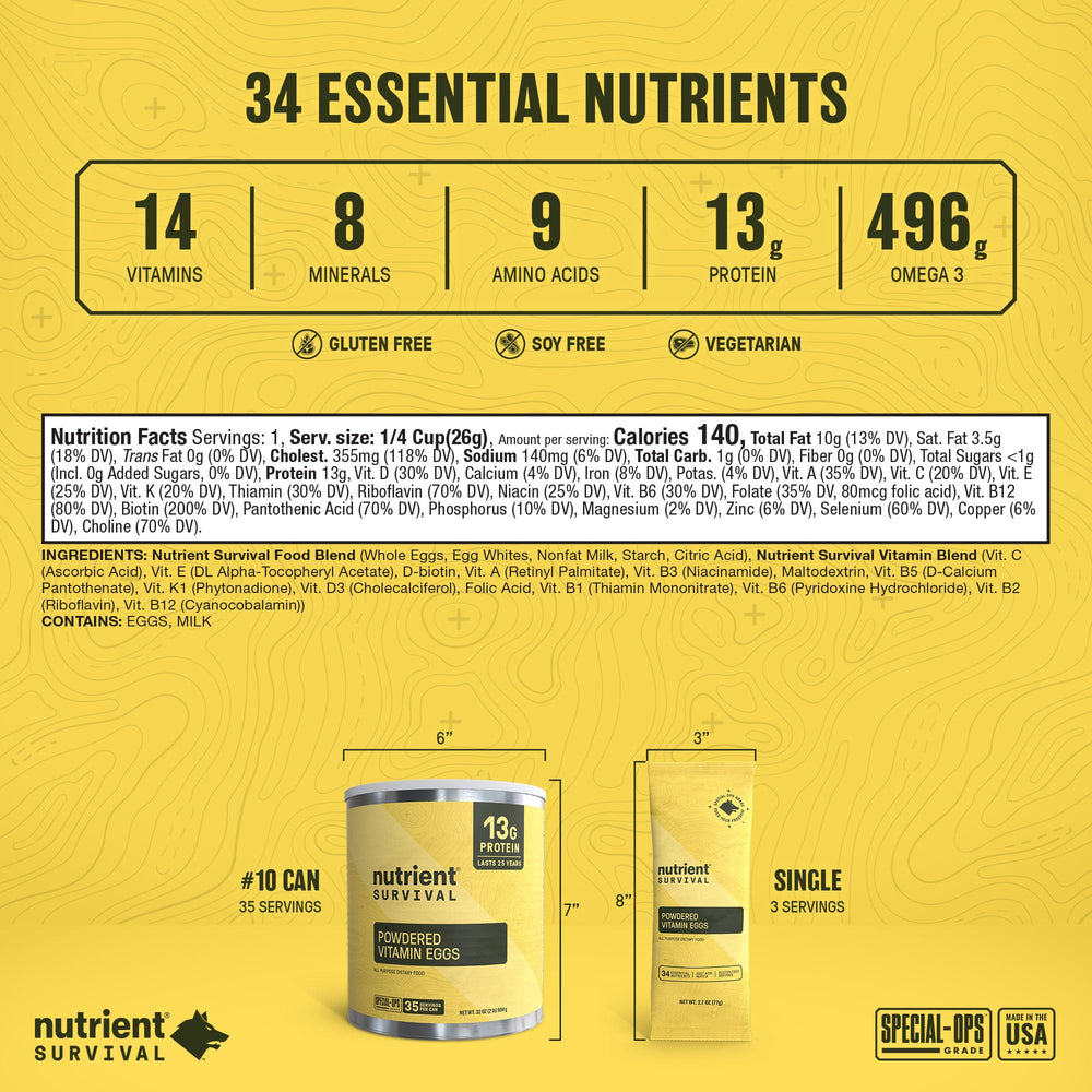 Nutrient Survival Cage-Free Eggs powder showing natural ingredients