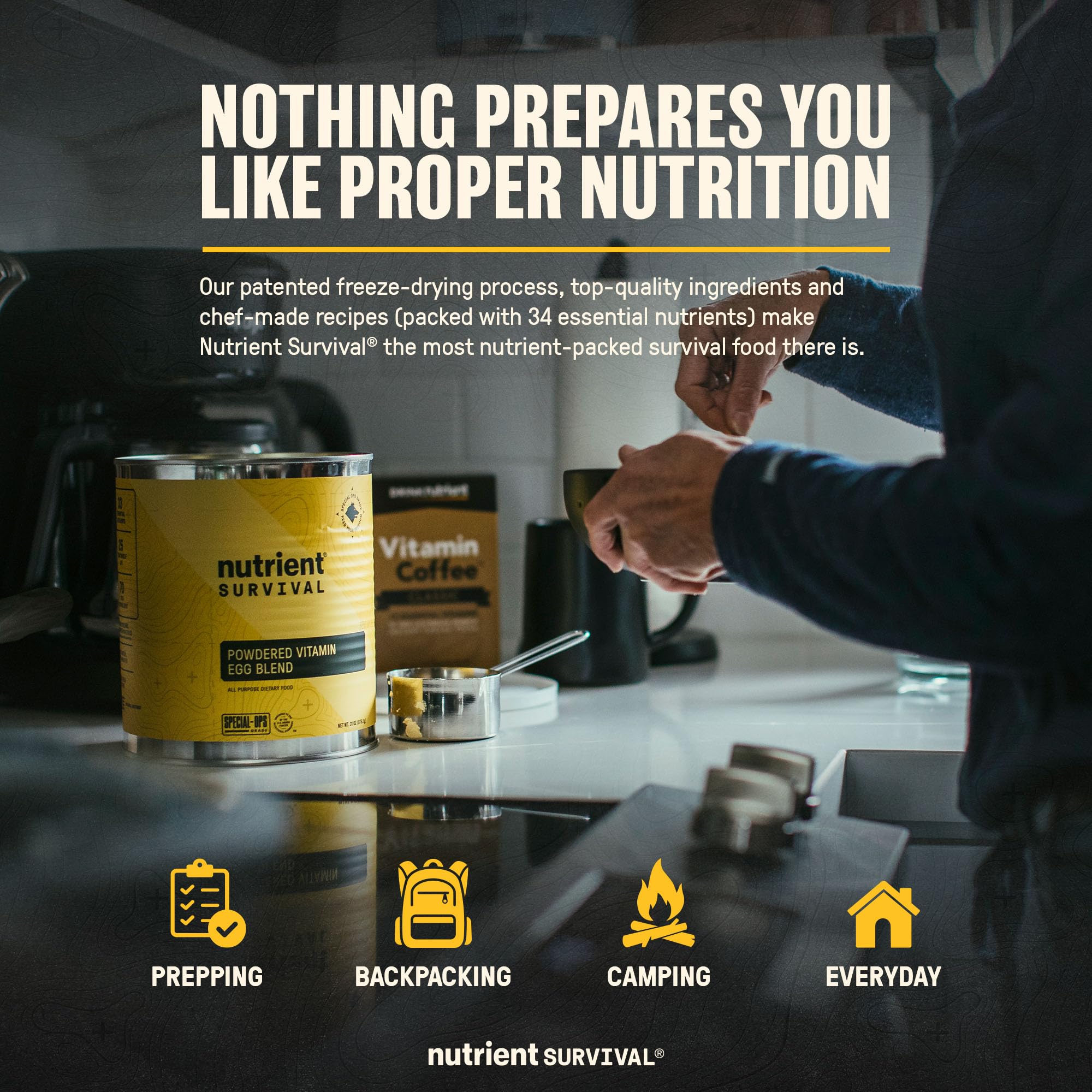Nutrient Survival Shelf-Life Up to 25 Years label on can