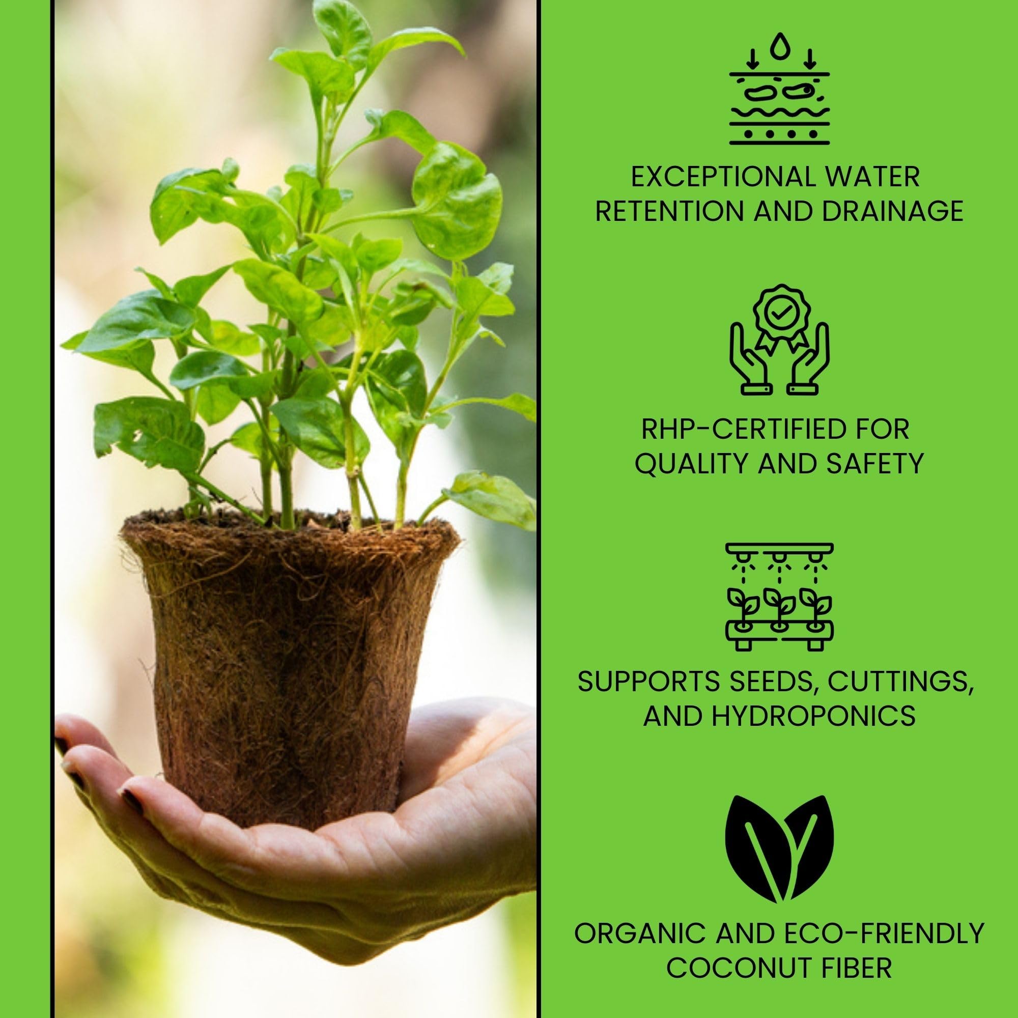 Nutrifield coco coir mega brick pH-stable block ready for use
