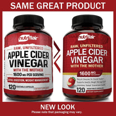 NutriFlair ACV capsules close-up highlighting vegan non-GMO formula