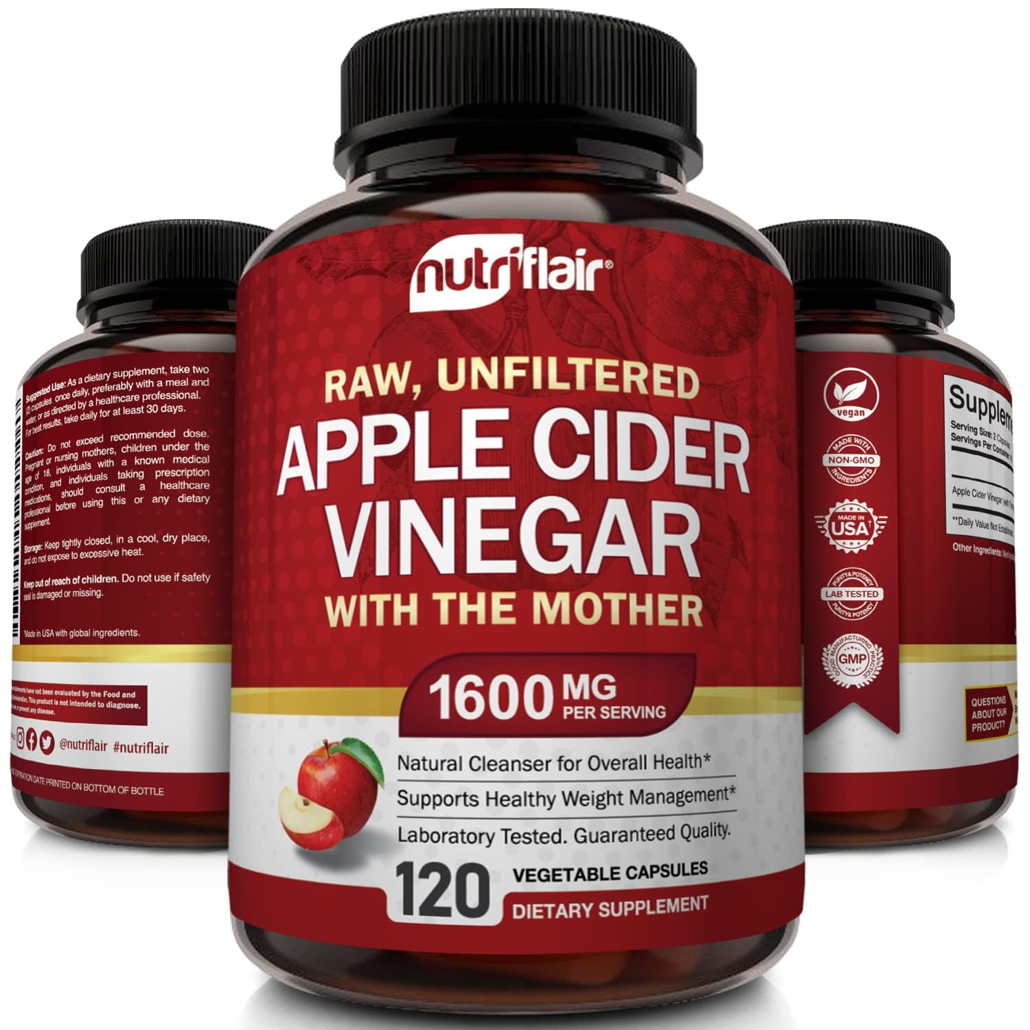 NutriFlair ACV capsules with The Mother in focus