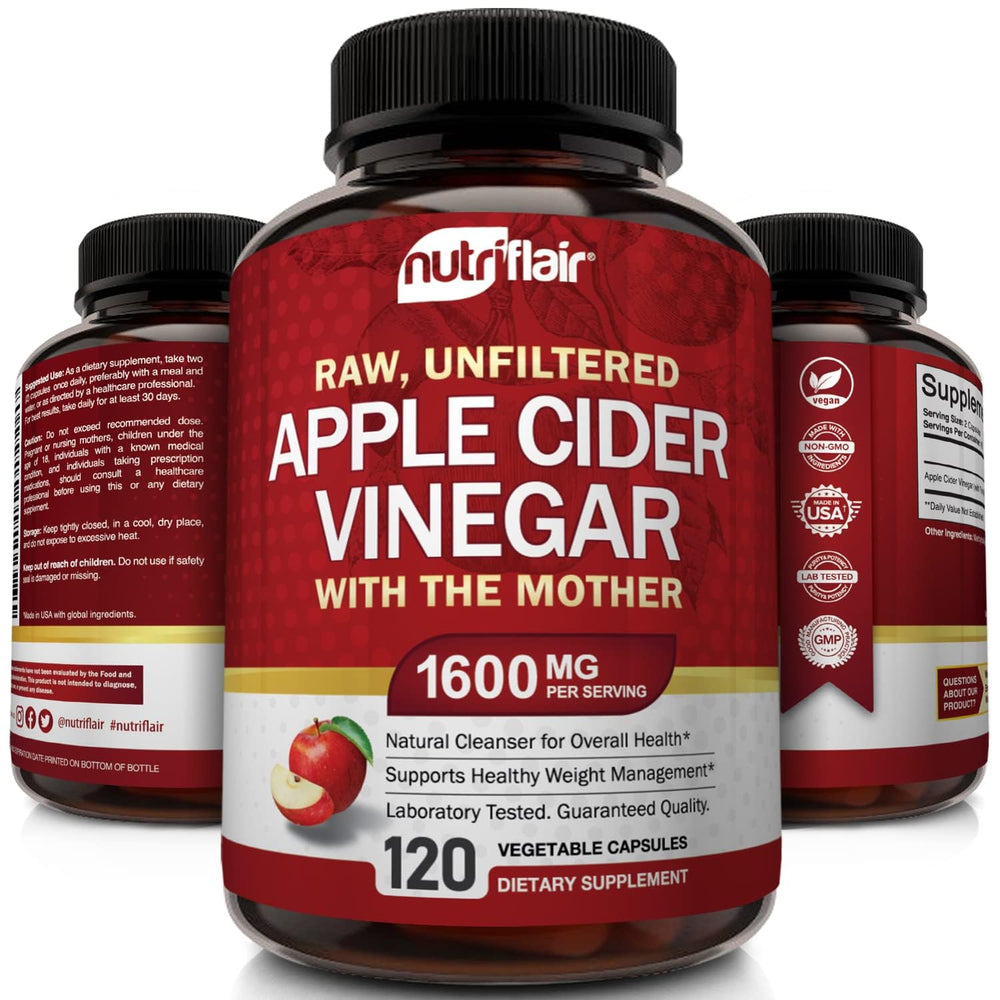 NutriFlair ACV capsules with The Mother in focus