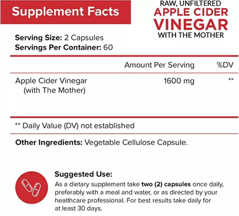 NutriFlair apple cider vinegar bottle front showing potency and The Mother