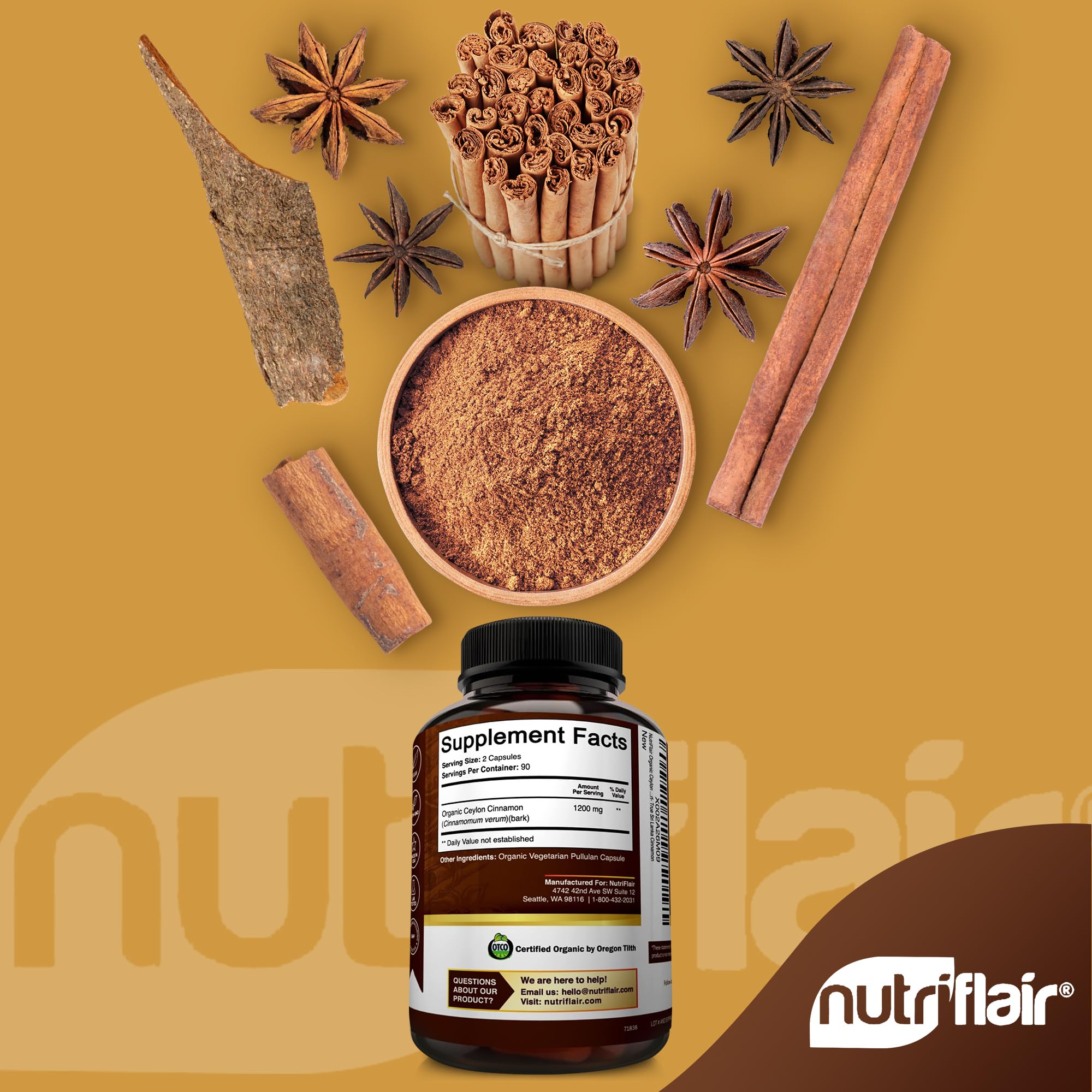 Close-up of NutriFlair label highlighting USDA Organic certification.