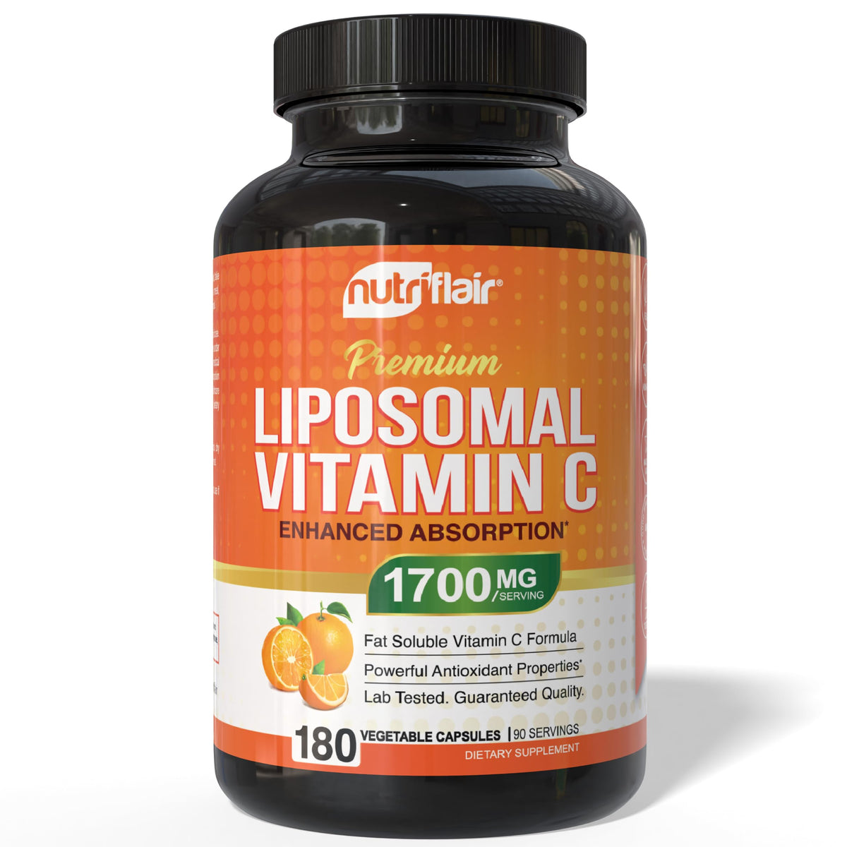 NutriFlair Liposomal Vitamin C 1700mg bottle for daily support.