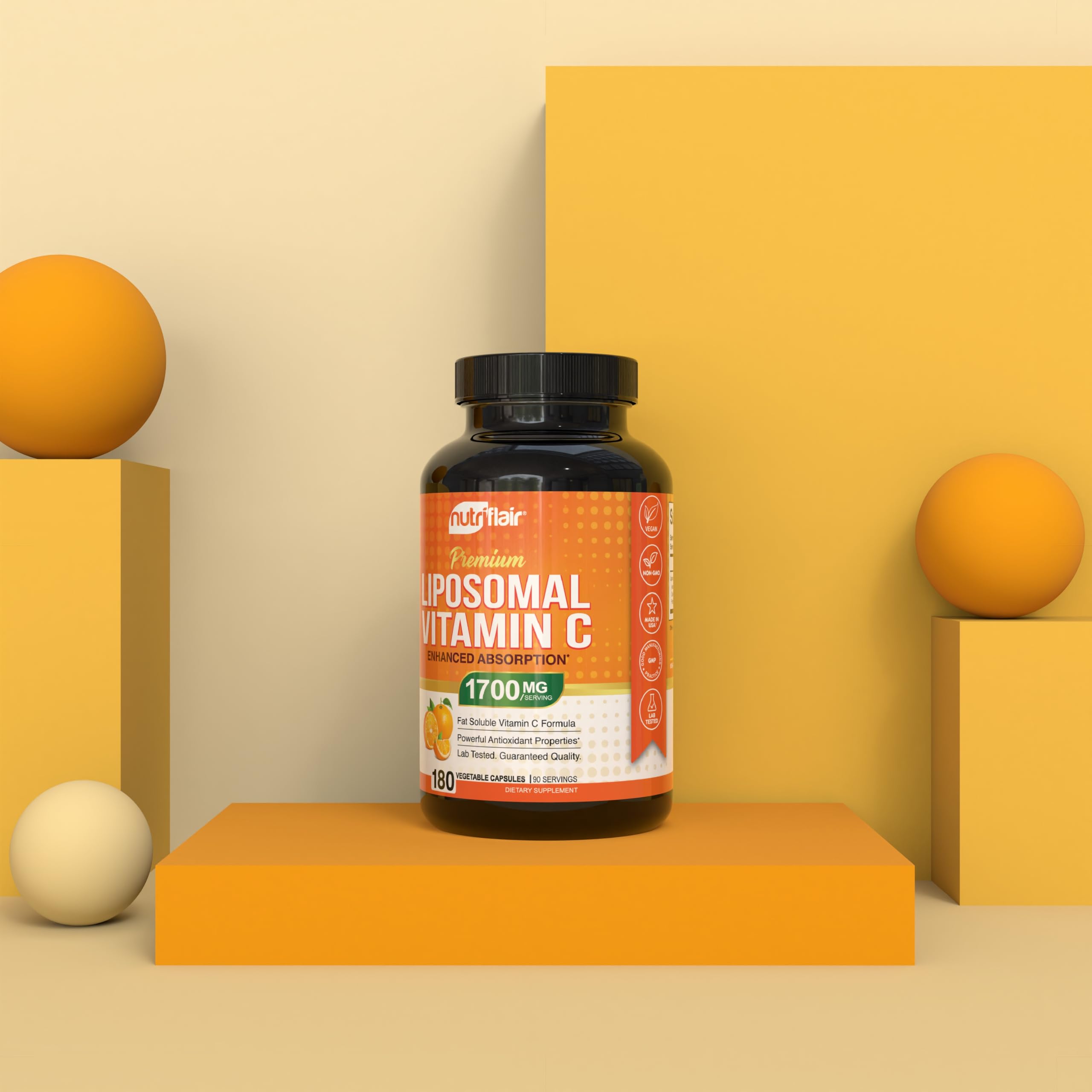 NutriFlair Liposomal Vitamin C clean label free from preservatives and artificial ingredients.
