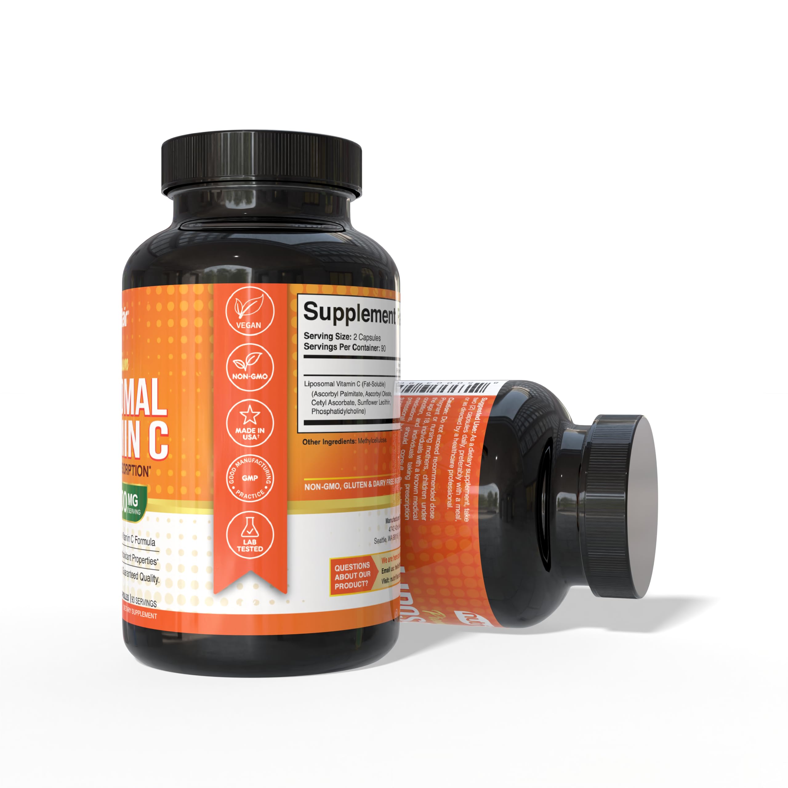 NutriFlair Liposomal Vitamin C bottle in use for daily wellness.