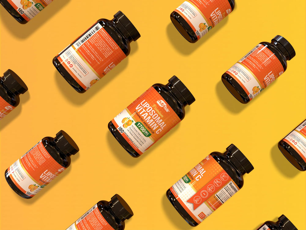 NutriFlair Liposomal Vitamin C third-party testing stamp indicating purity.