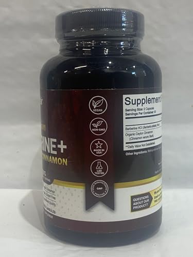NutriFlair Berberine Cinnamon capsules with visual of powder and pills