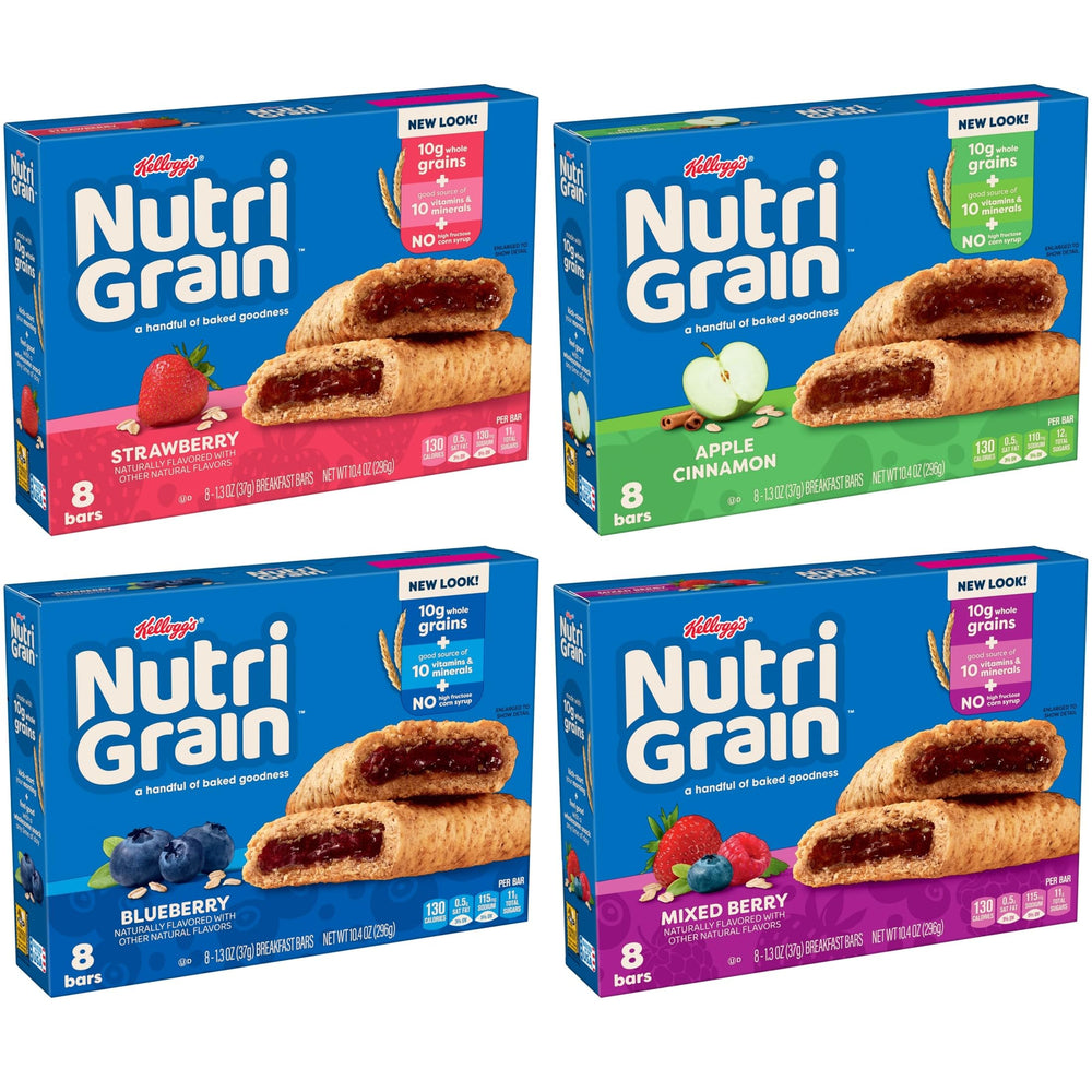 Nutri-Grain nutrition facts close-up shows calcium and iron content.