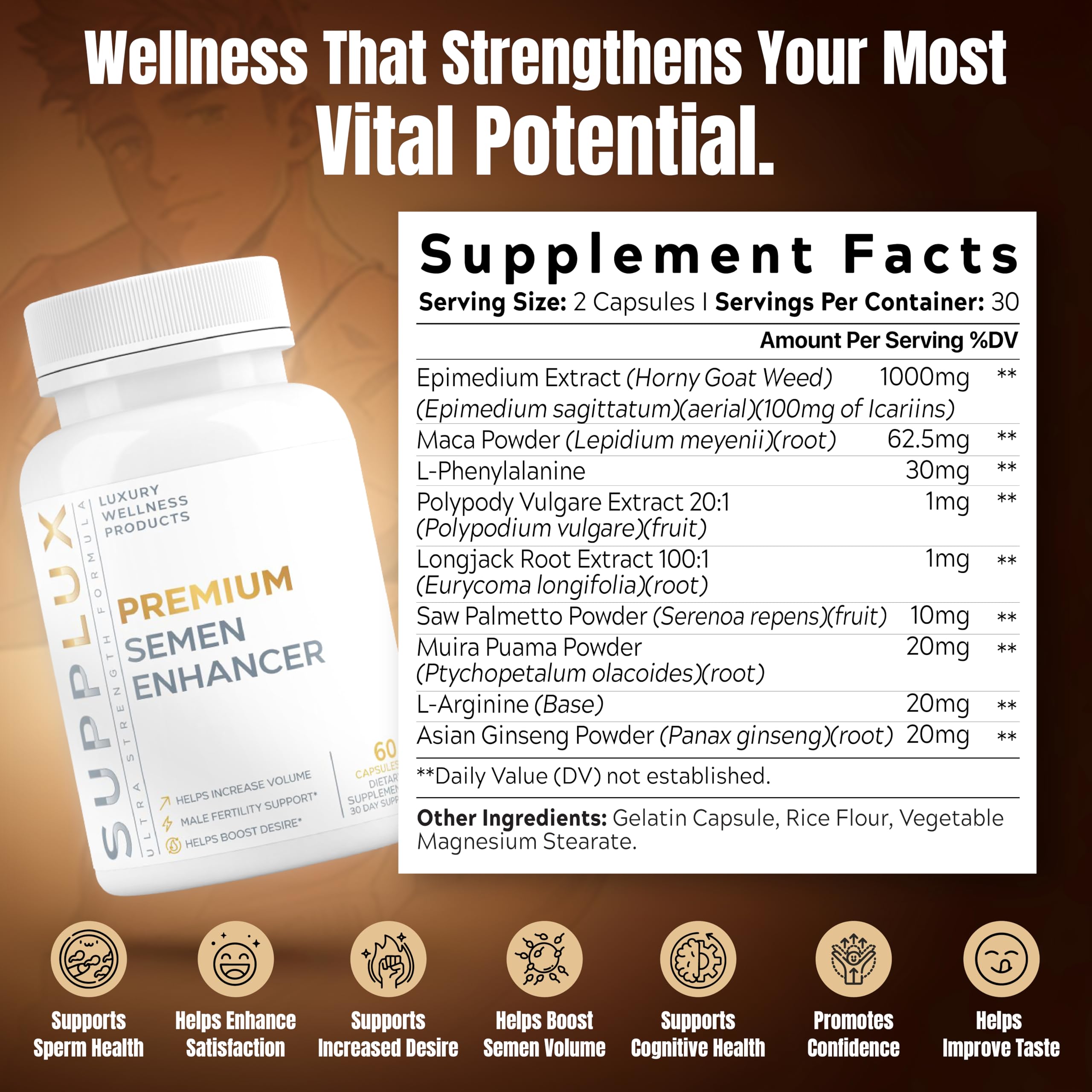 Nutrimend IQ Semen Volume Enhancer capsules closeup, ready for daily use