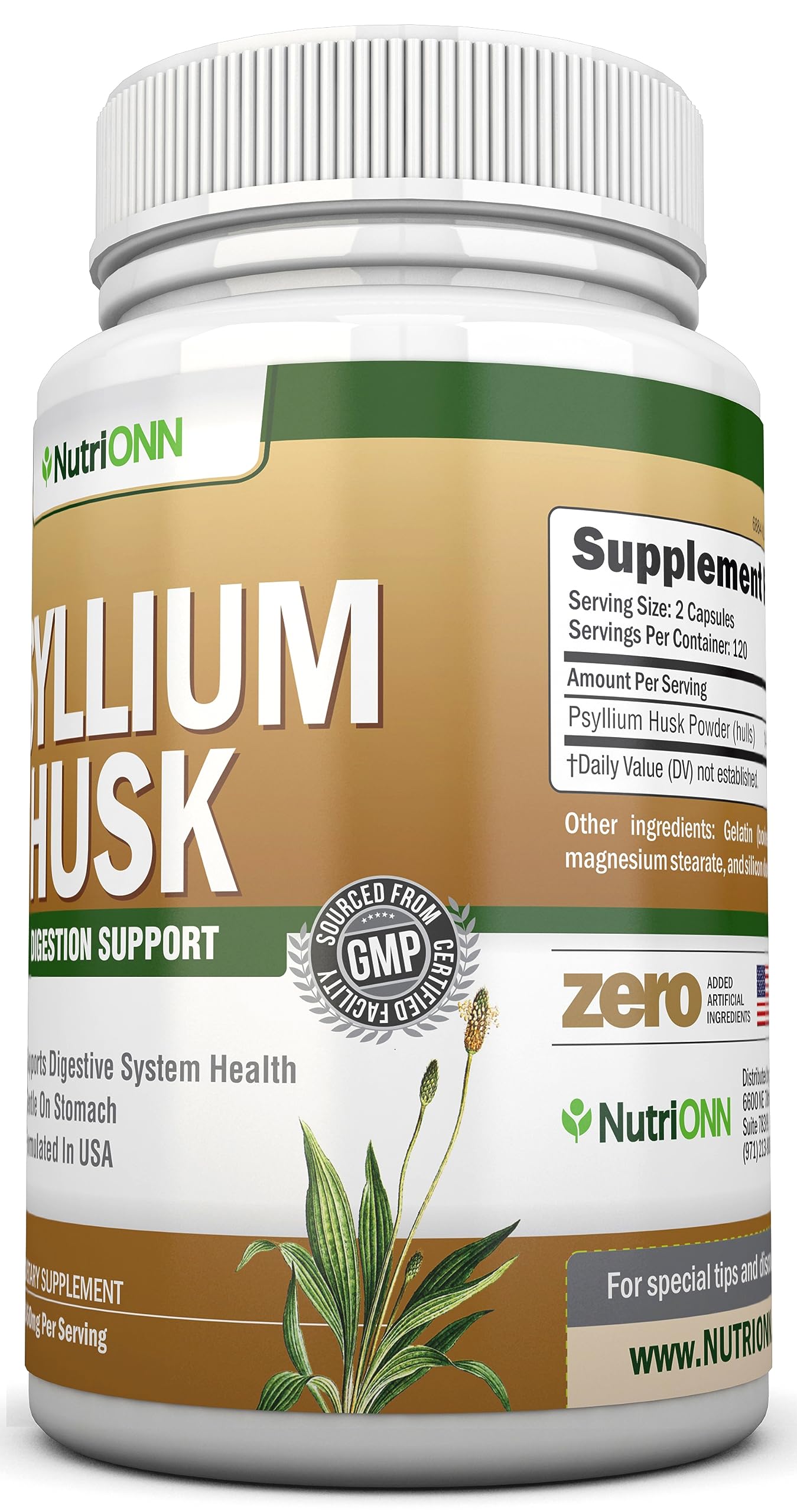 NutriONN Psyllium Husk Capsules in-use suggesting digestive comfort.