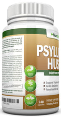 NutriONN Psyllium Husk Capsules label close-up emphasizing natural ingredients.