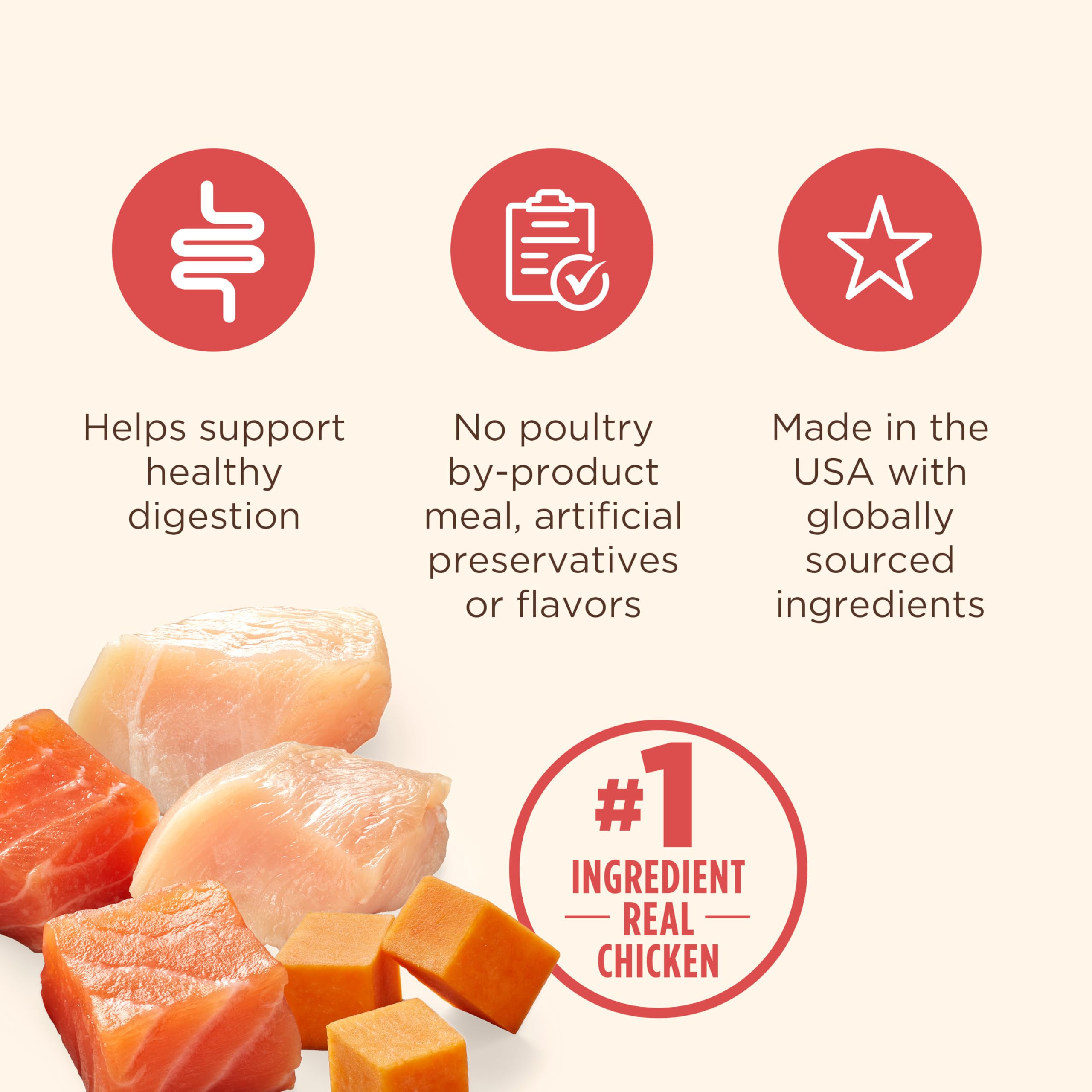 Nutrish gluten-free no-wheat no-soy label indicates suitability for sensitive diets.