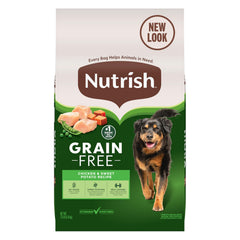 Nutrish grain-free chicken-sweet-potato 13lb bag on display for grain-free meals