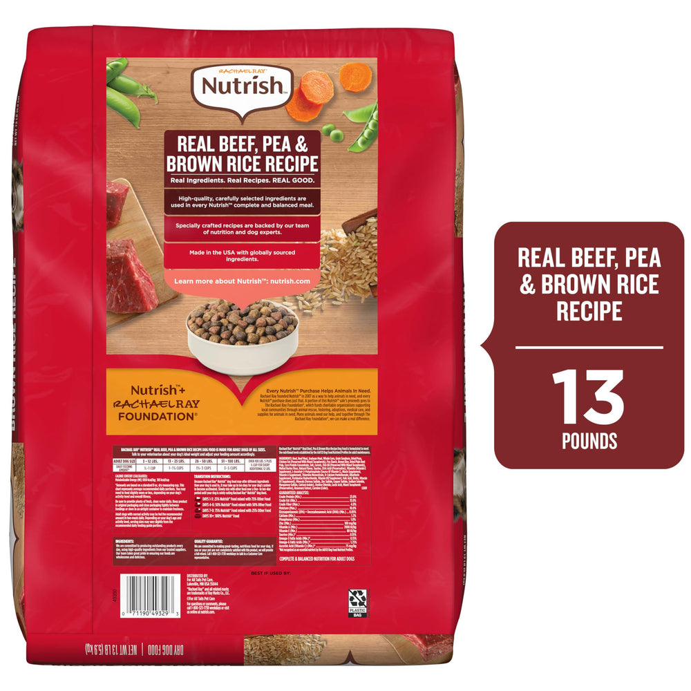 Nutrish Rachael Ray real beef ingredient closeup shows high-quality protein for dogs.