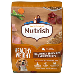 Nutrish Rachael Ray Healthy Weight turkey dog food bowl promoting balanced meals
