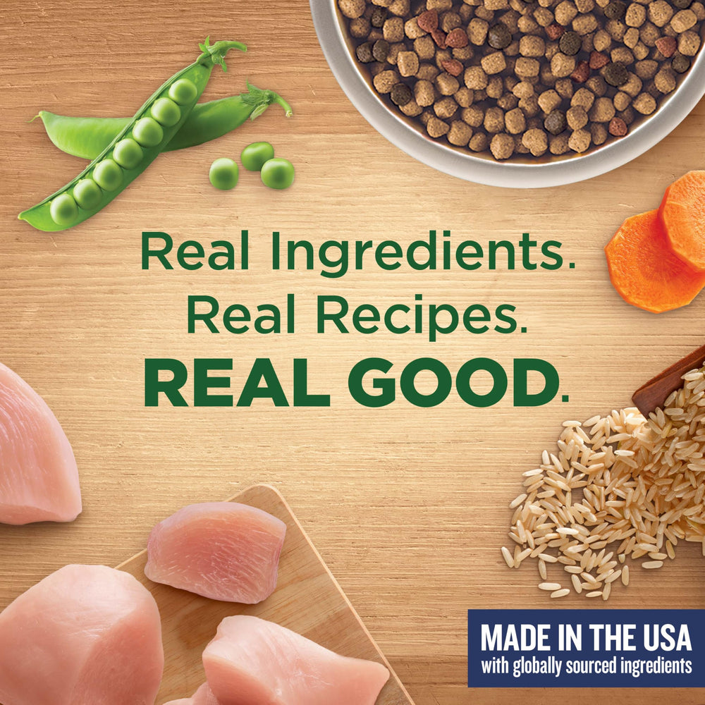 Serving Nutrish dry dog food on a clean kitchen counter.