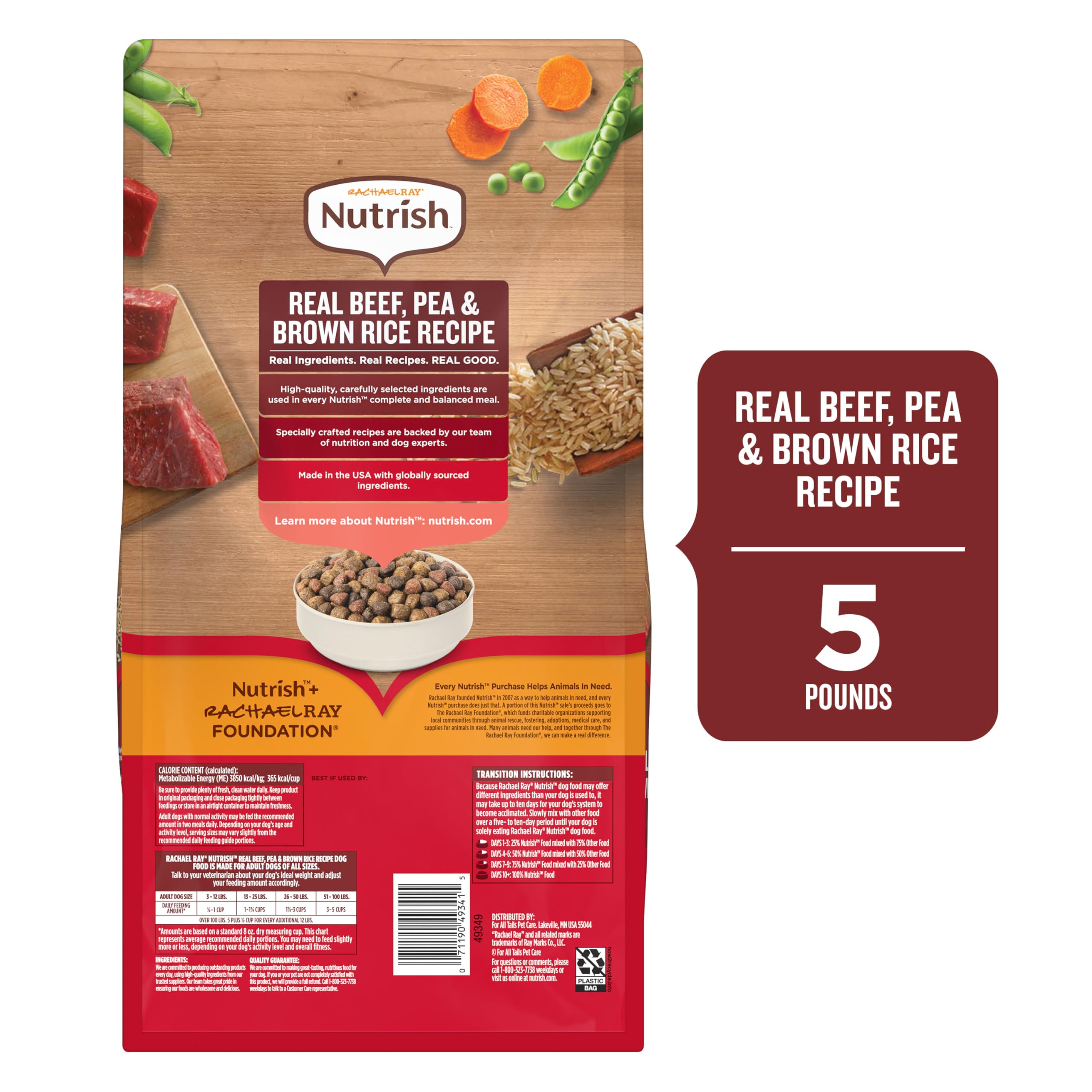 Nutrish Real Beef chunks in bowl close-up shows tender kibble.