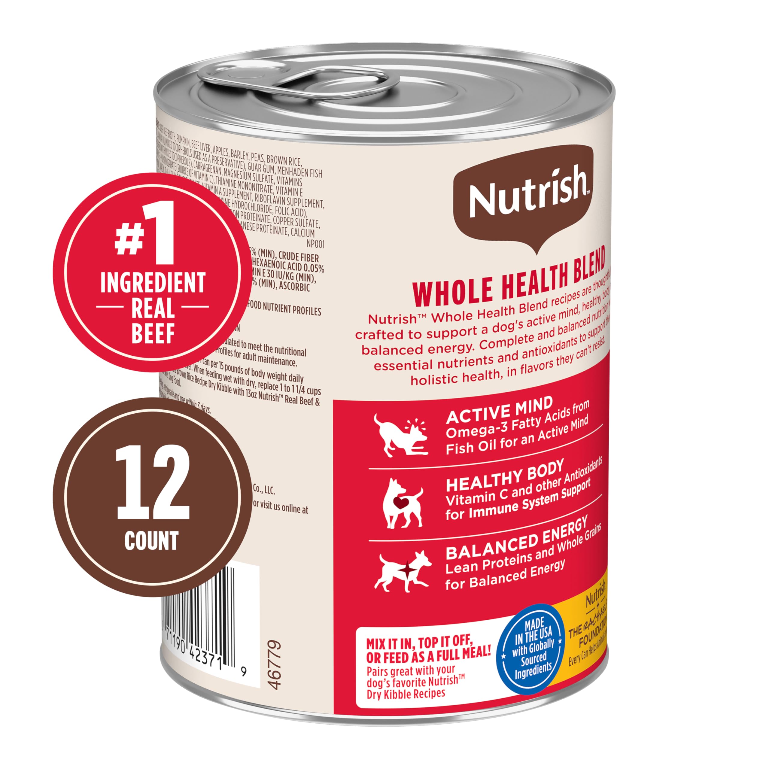 Nutrish Real Beef & Pumpkin pate served in bowl highlighting texture for adult dogs