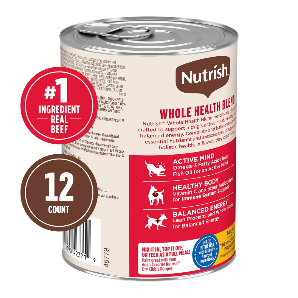 Nutrish Real Beef & Pumpkin pate served in bowl highlighting texture for adult dogs