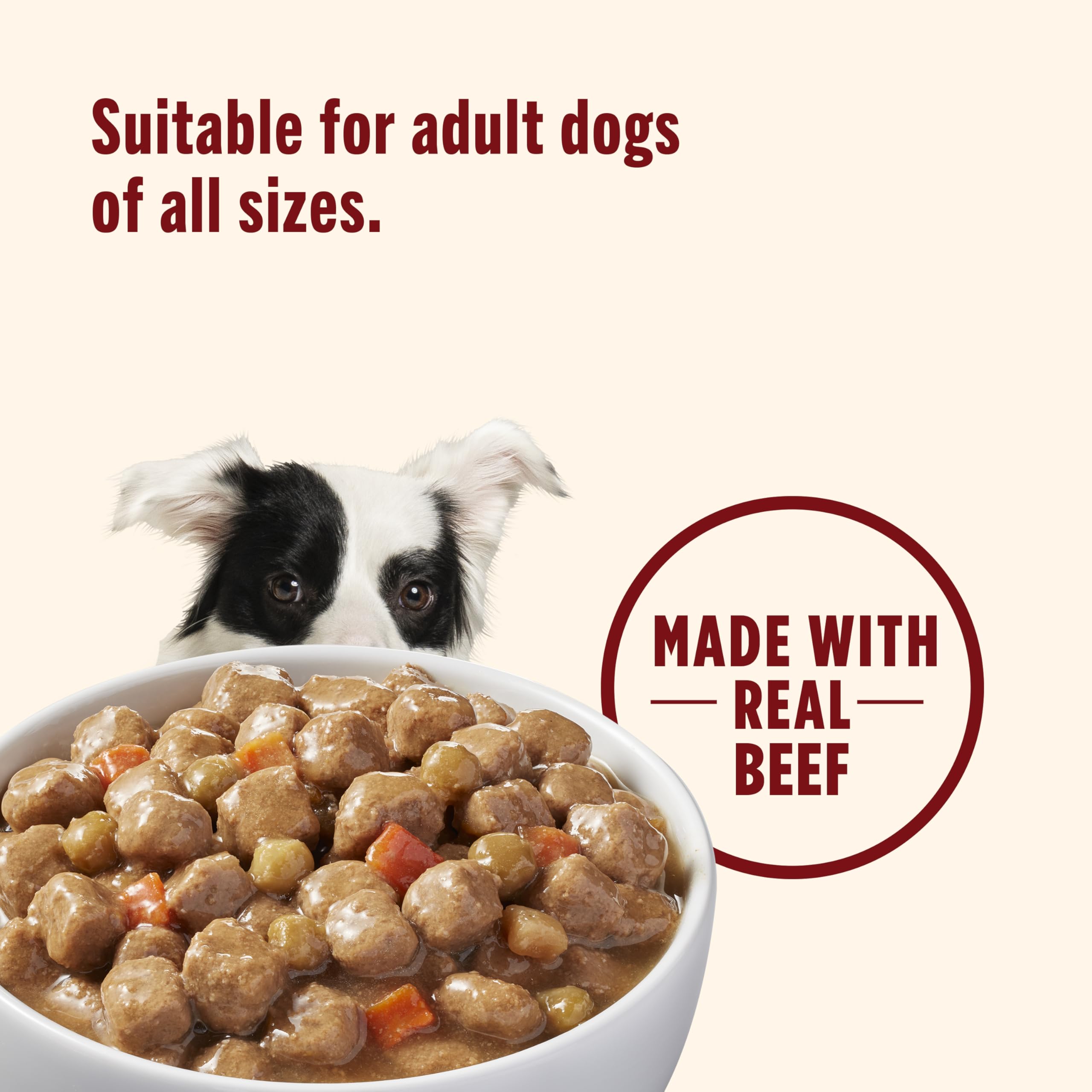 Nutrish Real Beef & Veggies in gravy sauce showing rich gravy palatable flavor.
