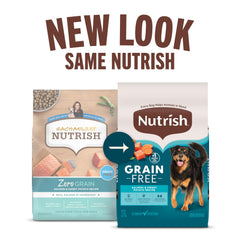 Nutrish real salmon ingredient close-up emphasizes protein-rich nutrition.
