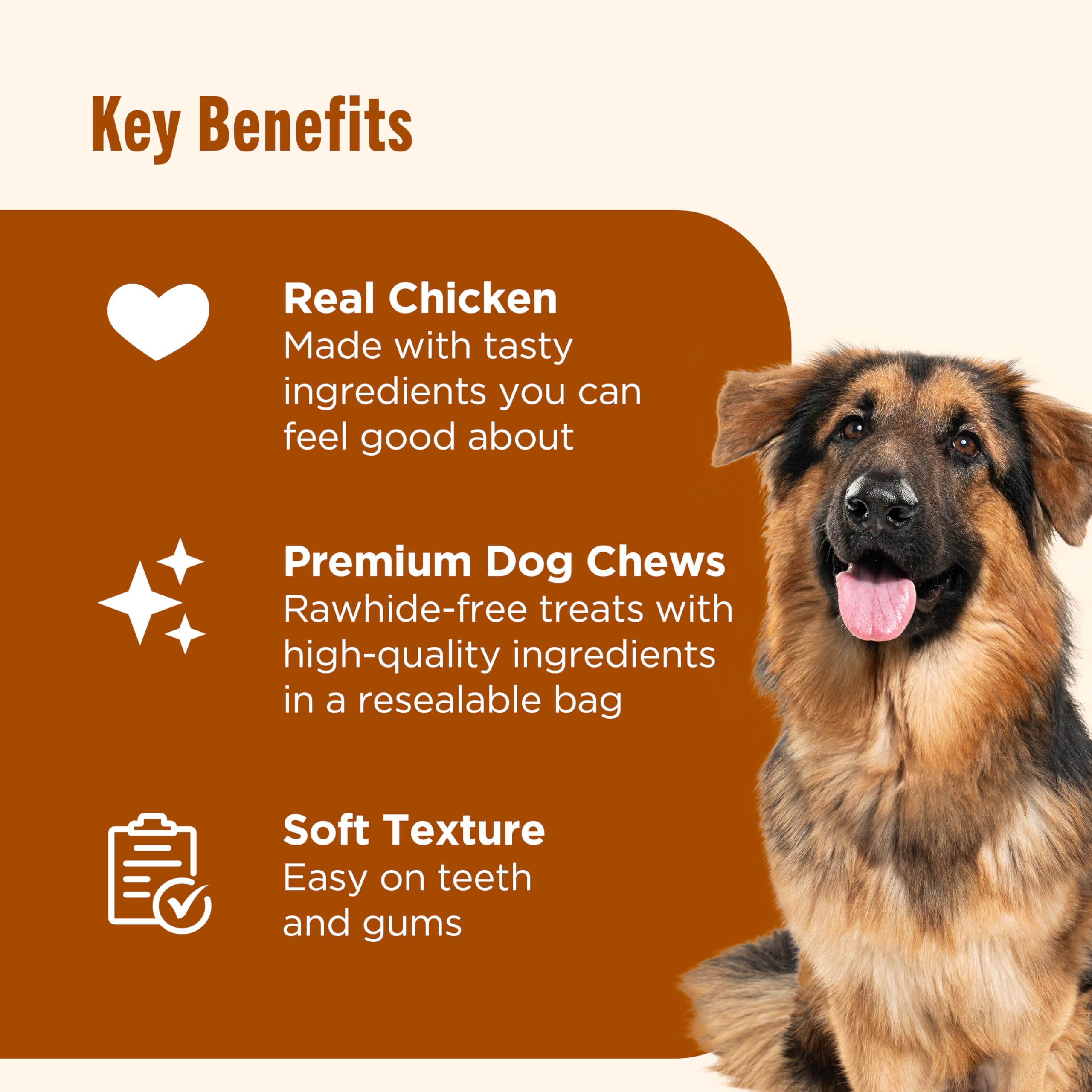 Nutrish Soup Bones rawhide-free recipe supports safer chewing.