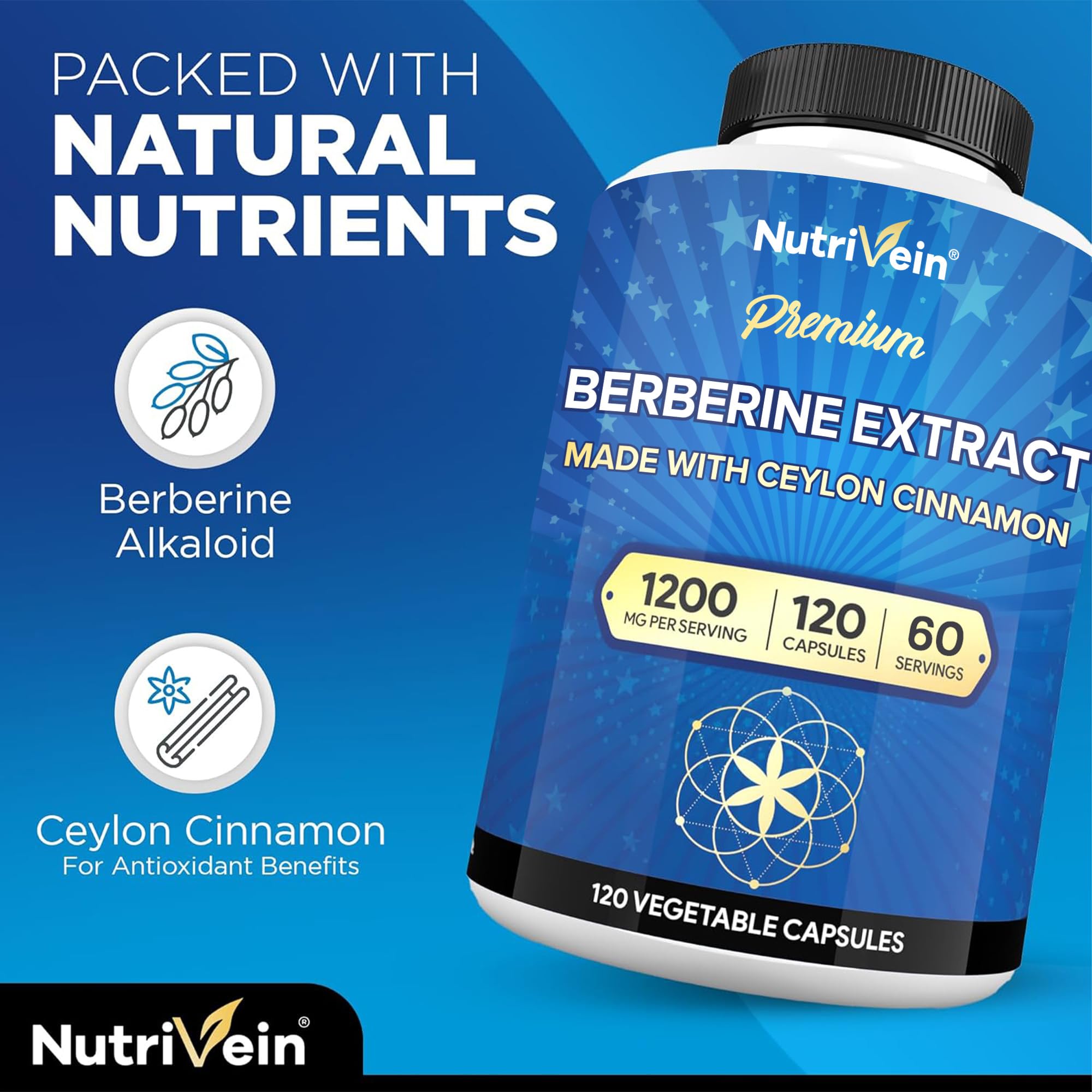 Nutrivein Berberine Cinnamon sticks scene suggesting metabolism support.