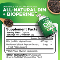 Nutrivein DIM capsules closeup showing easy-to-take design.