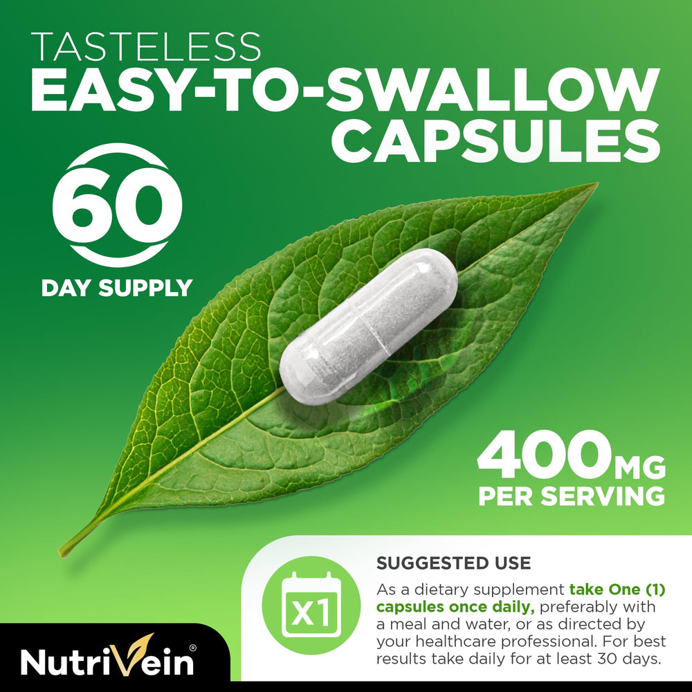 Nutrivein DIM bottle on kitchen counter beside broccoli imagery.