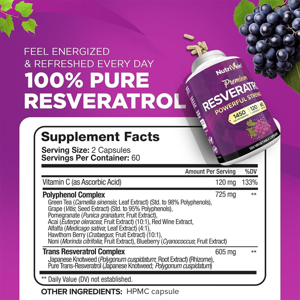 Nutrivein capsules showcasing tasteless, easy-to-swallow design for daily use.