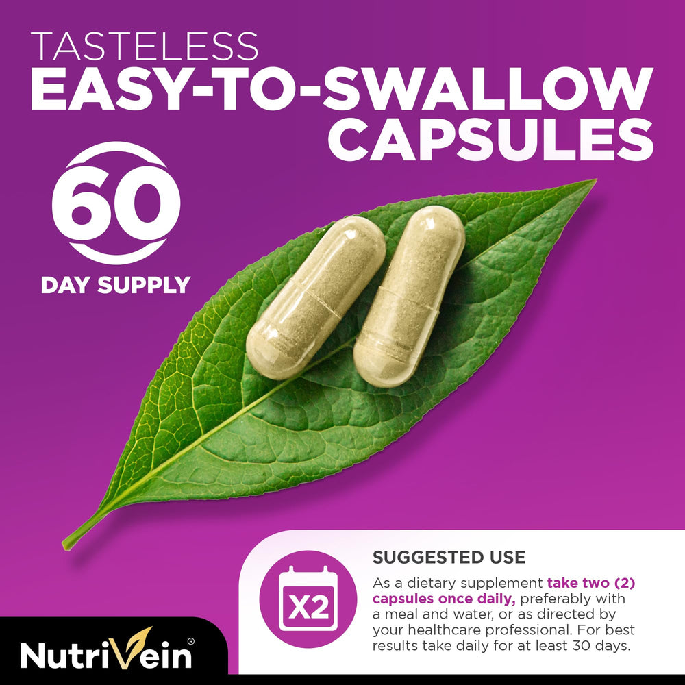 Nutrivein label close-up confirms GMO-free vegan formulation.