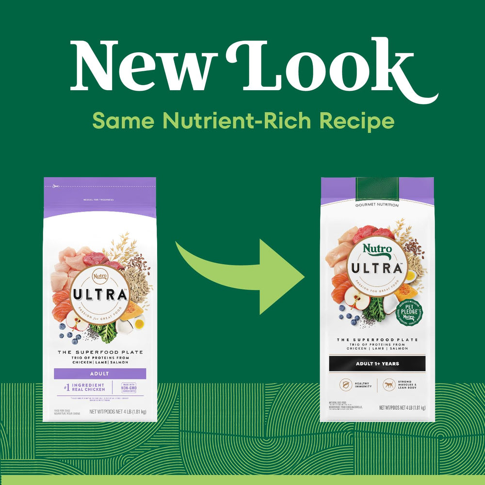 Nutro Ultra kibble highlights omega fatty acids for coat health