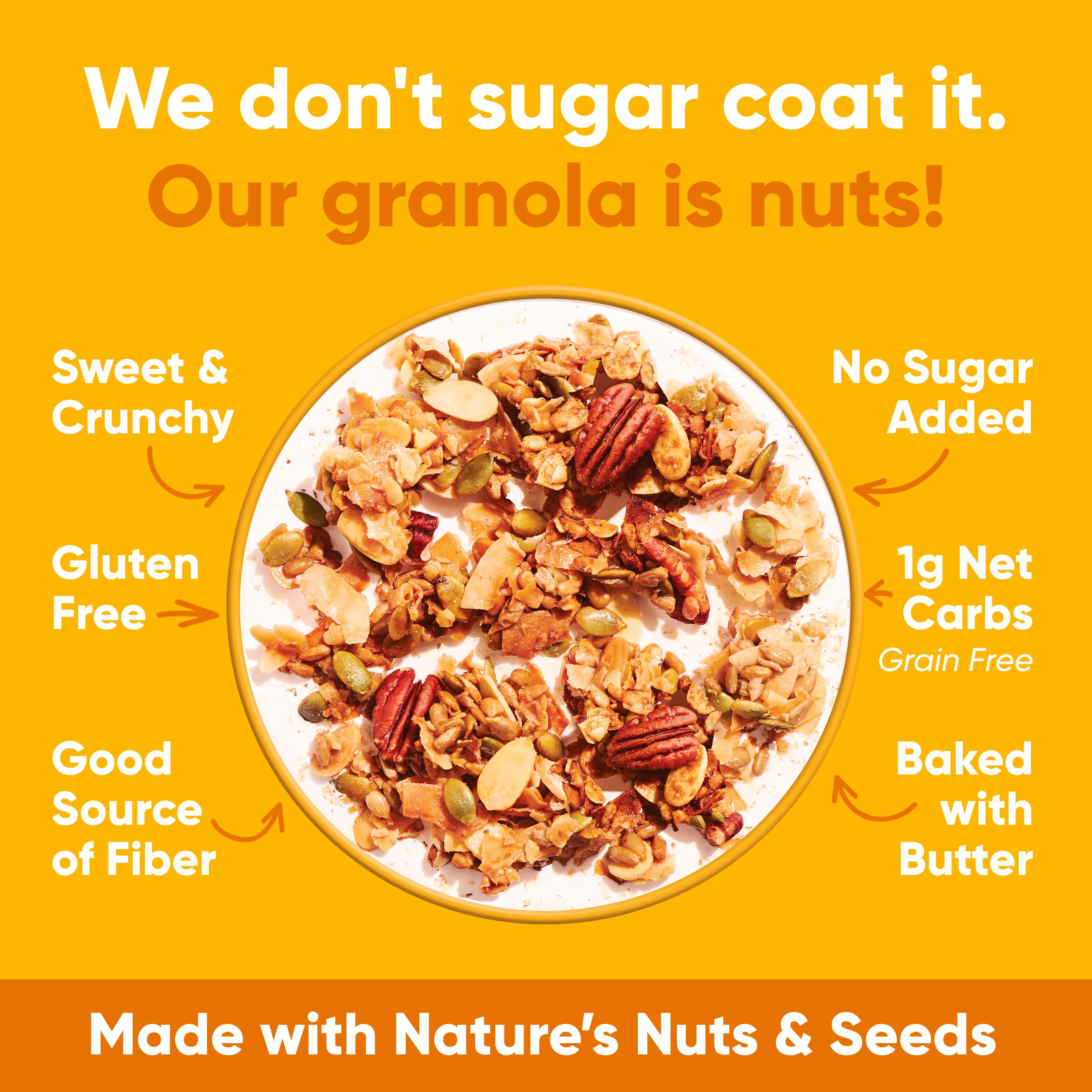 NuTrail Honey Nut granola with milk, keto and low-carb option.