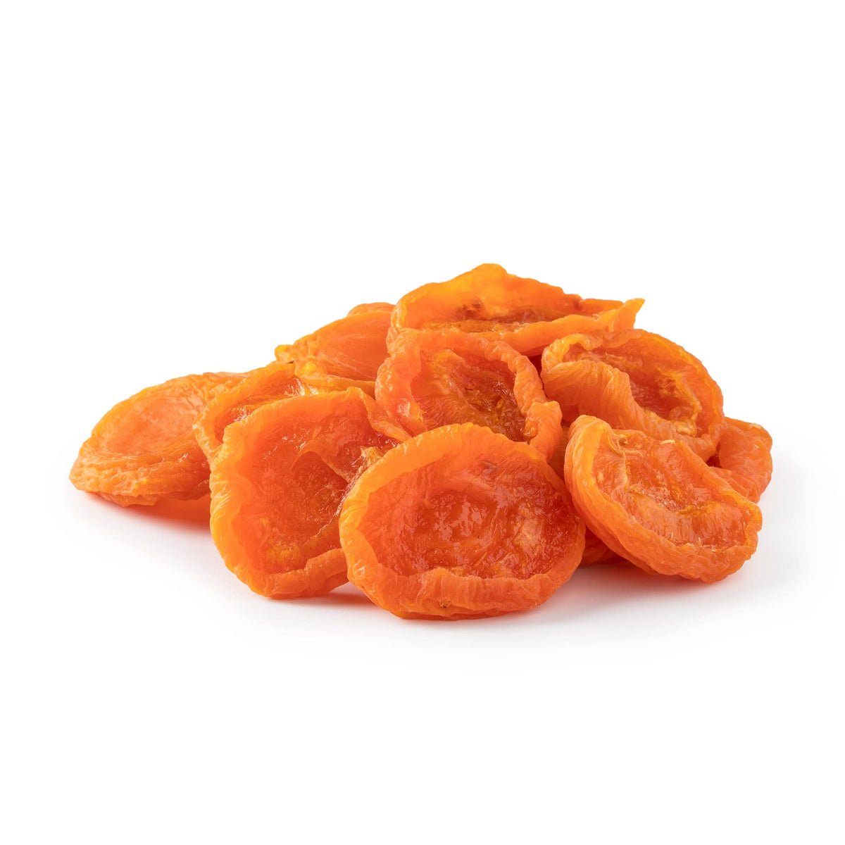 NUTS U.S. California sun-dried fancy apricots bag showcases fiber-rich snack.