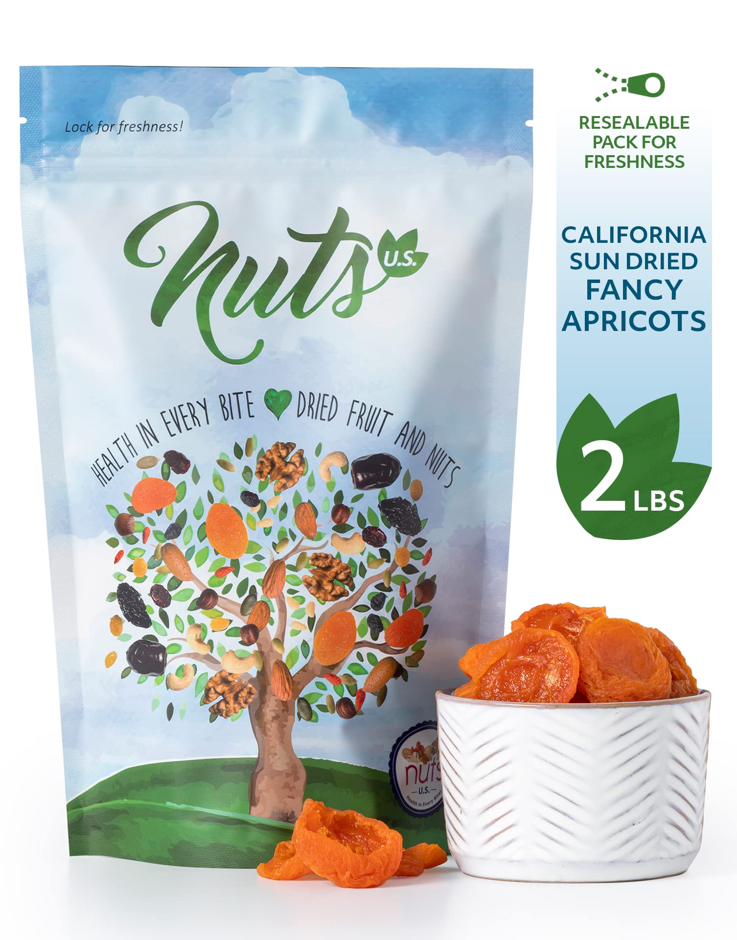 NUTS U.S. apricot close-up reveals juicy, tangy texture for snacking.