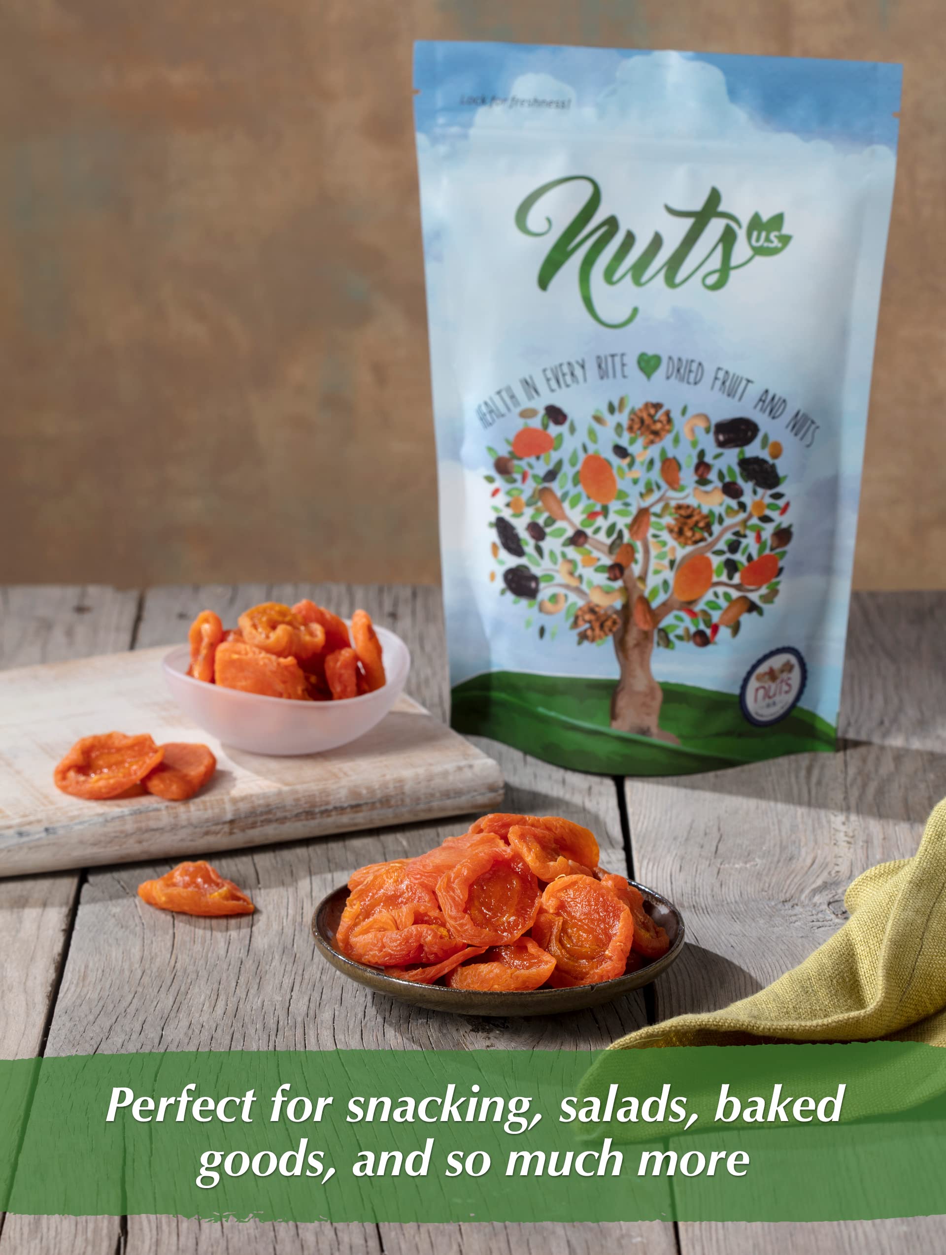 NUTS U.S. label emphasizes No Sugar Added, Gluten Free, NON-GMO.