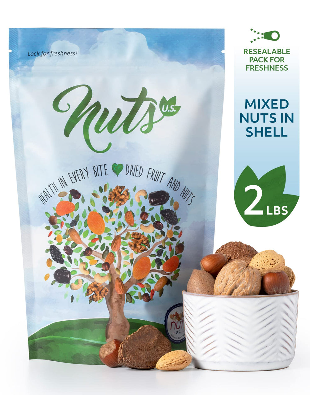 NUTS U.S. crack-open-shell emphasizes easy access to fresh nuts.