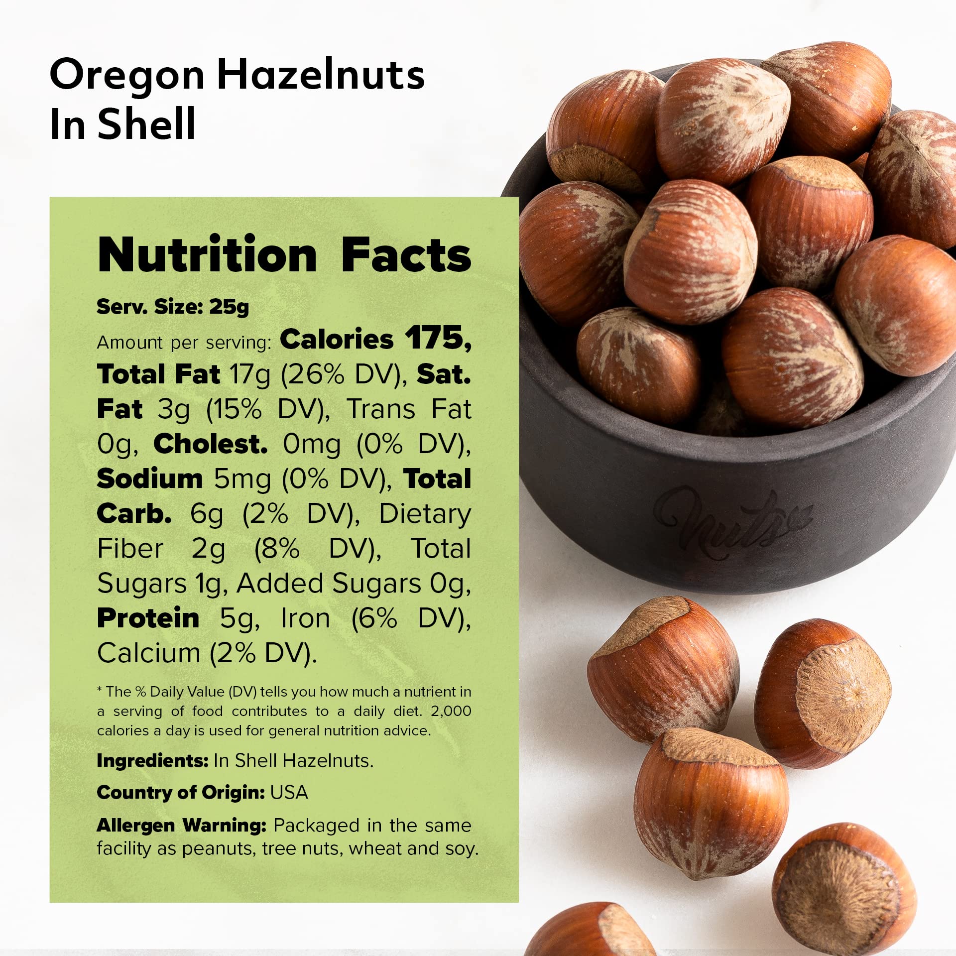 NUTS U.S. Oregon hazelnuts in-shell bag resealable preserving flavor