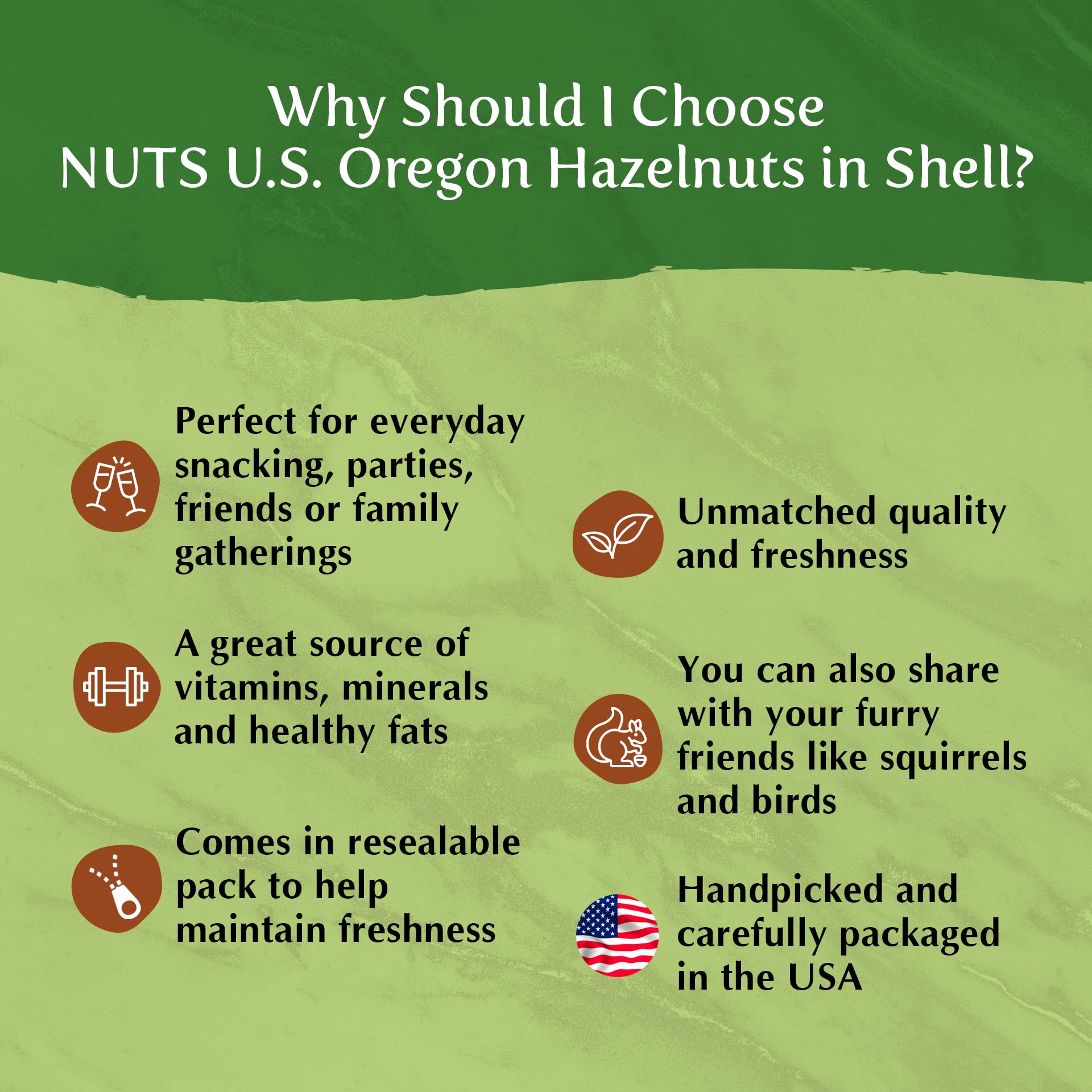 NUTS U.S. Oregon hazelnuts toasted as a quick snack