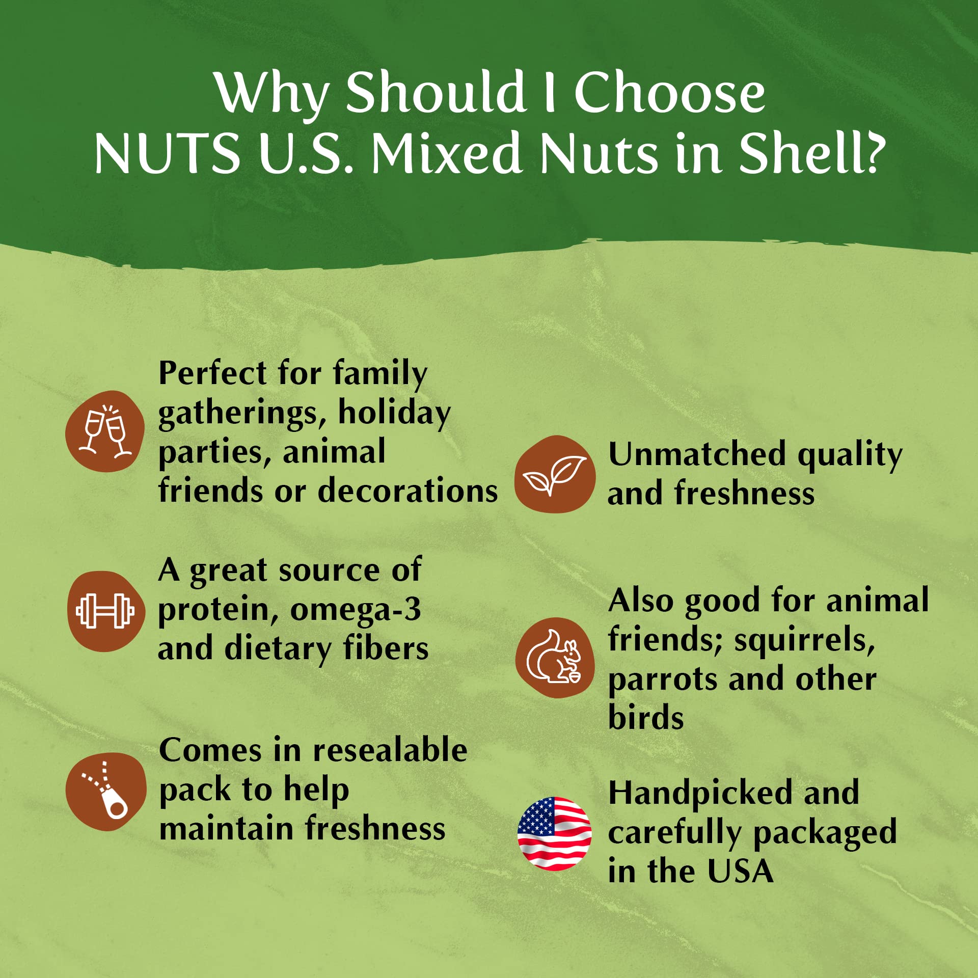 NUTS U.S. USA-grown and packed for quality.