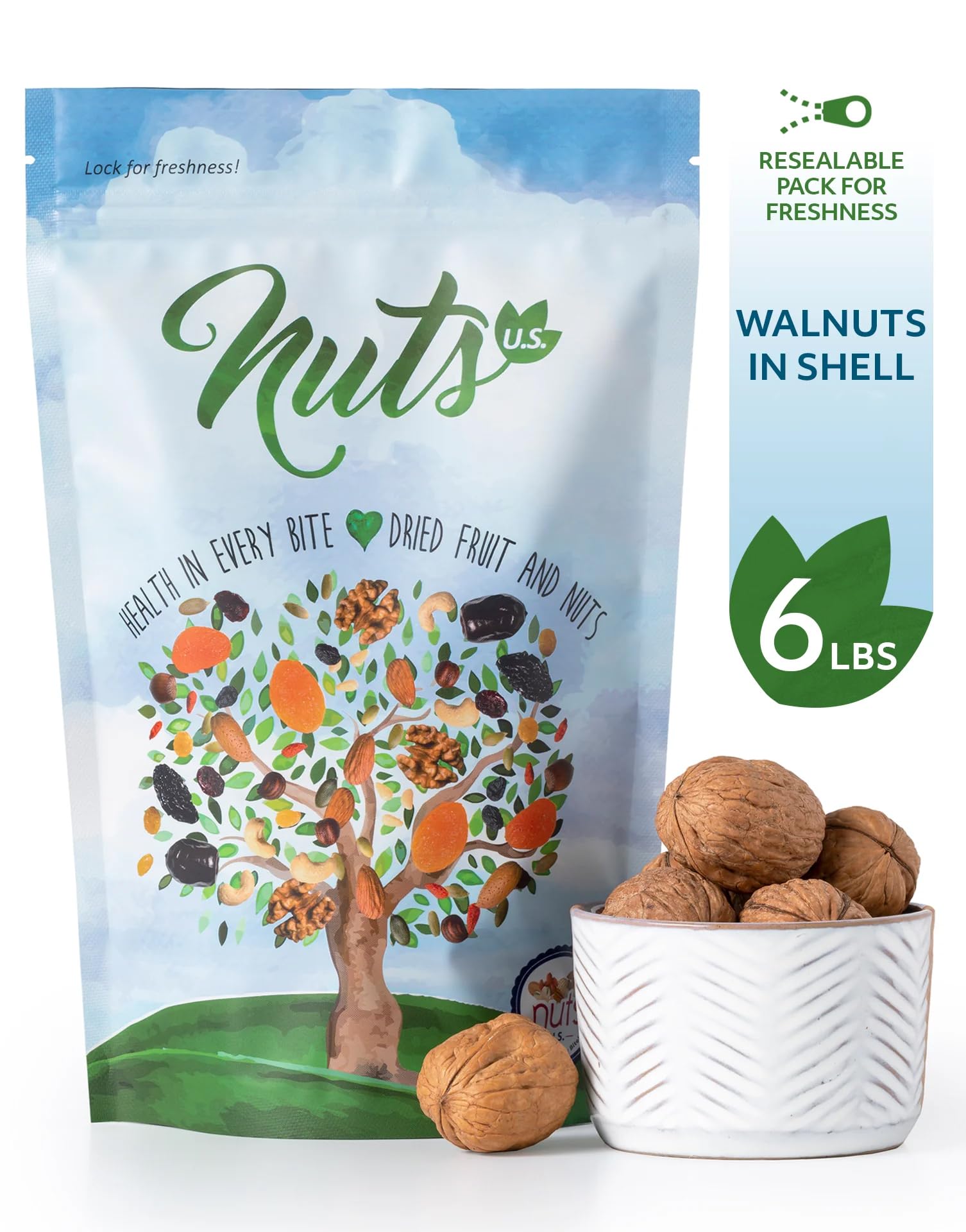 NUTS U.S. Walnuts in Shell jumbo size ideal for generous raw snacking.
