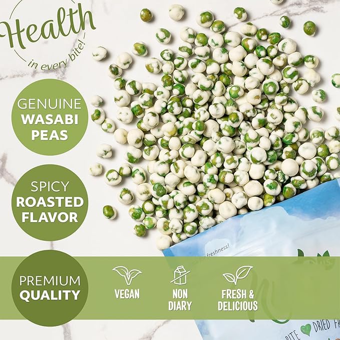 NUTS U.S. Wasabi-Coated Green Peas resealable bag keeps crunch fresh