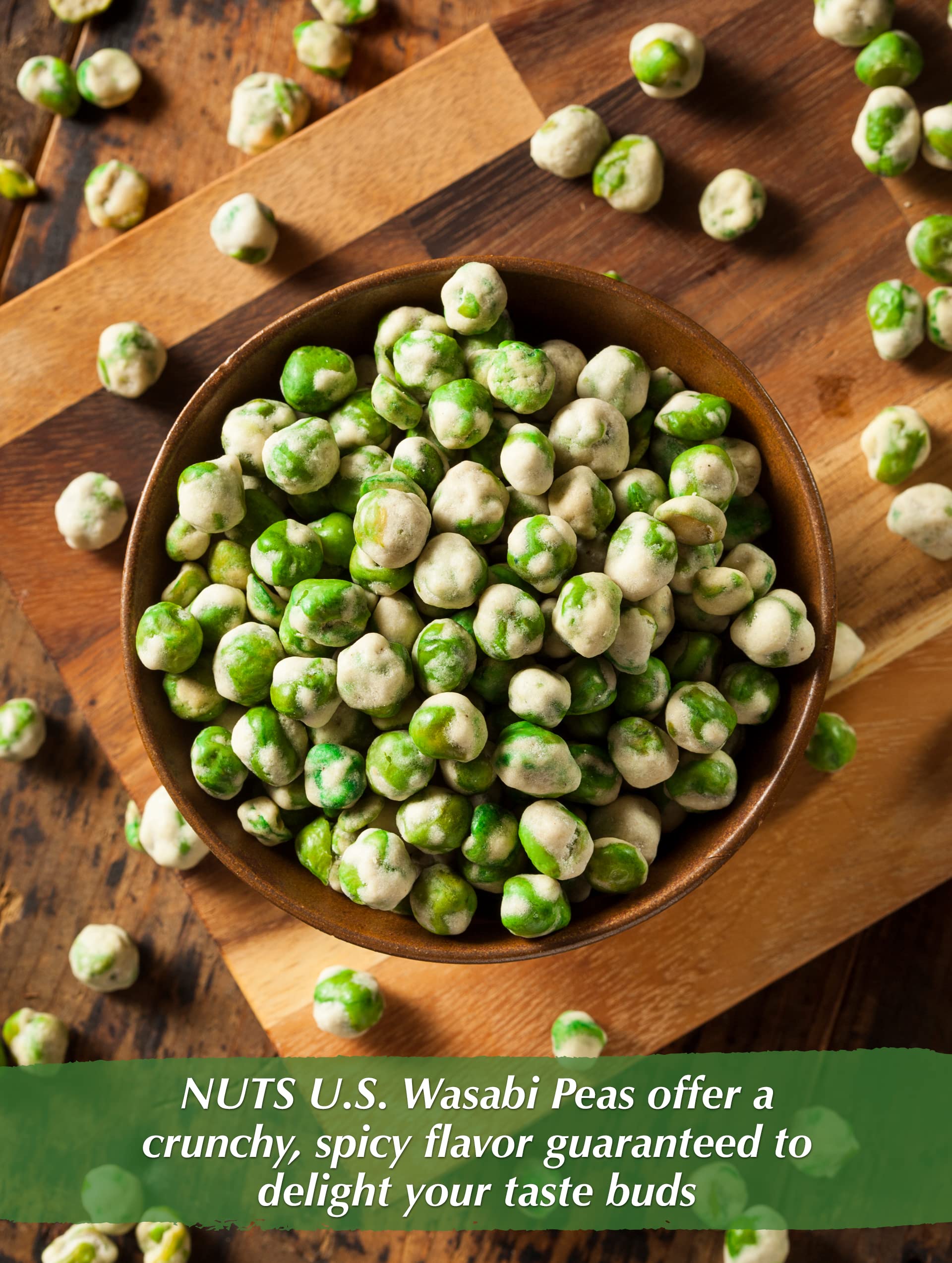 NUTS U.S. Wasabi-Coated Green Peas USA-packed label supports local production