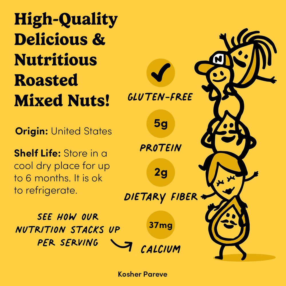 Nuts.com 5g protein and 3g fiber per bag support balanced snacking.